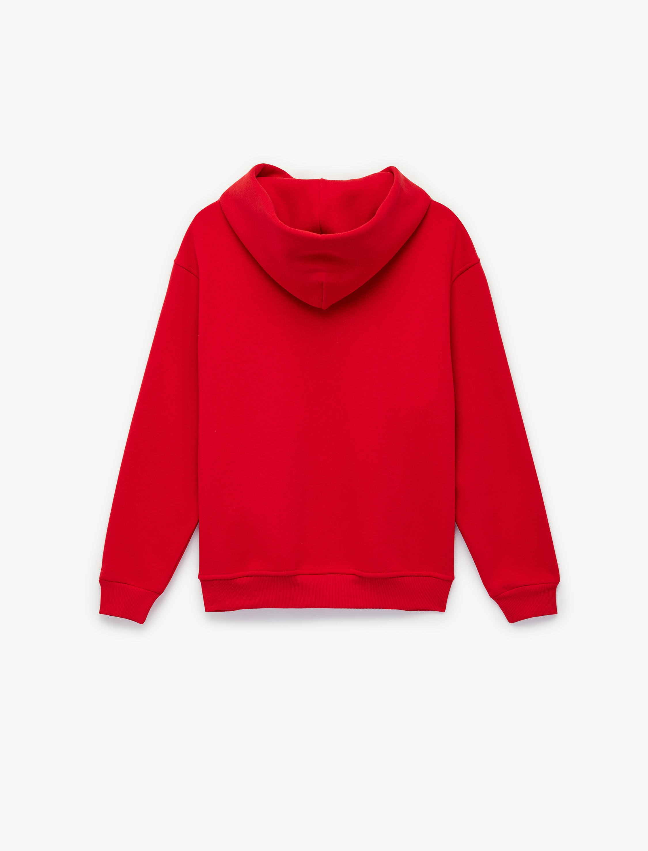   Üç İplik Şardonlu Uzun Kollu Kapüşonlu Basic Sweatshirt