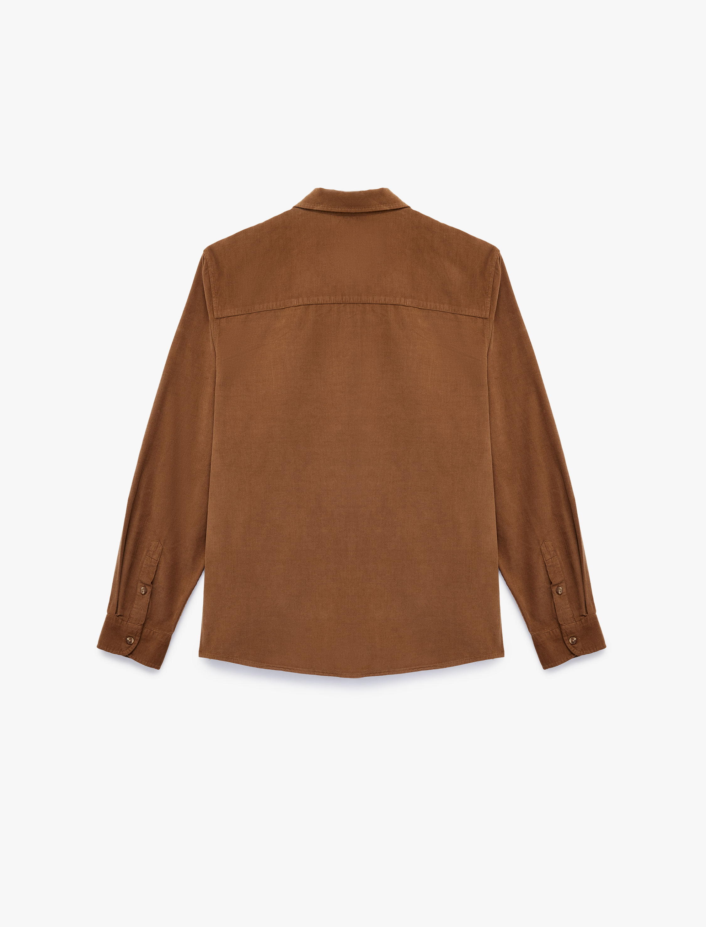   Regular Fit Klasik Yaka Düğmeli Pamuklu Uzun Kollu Kadife Gömlek