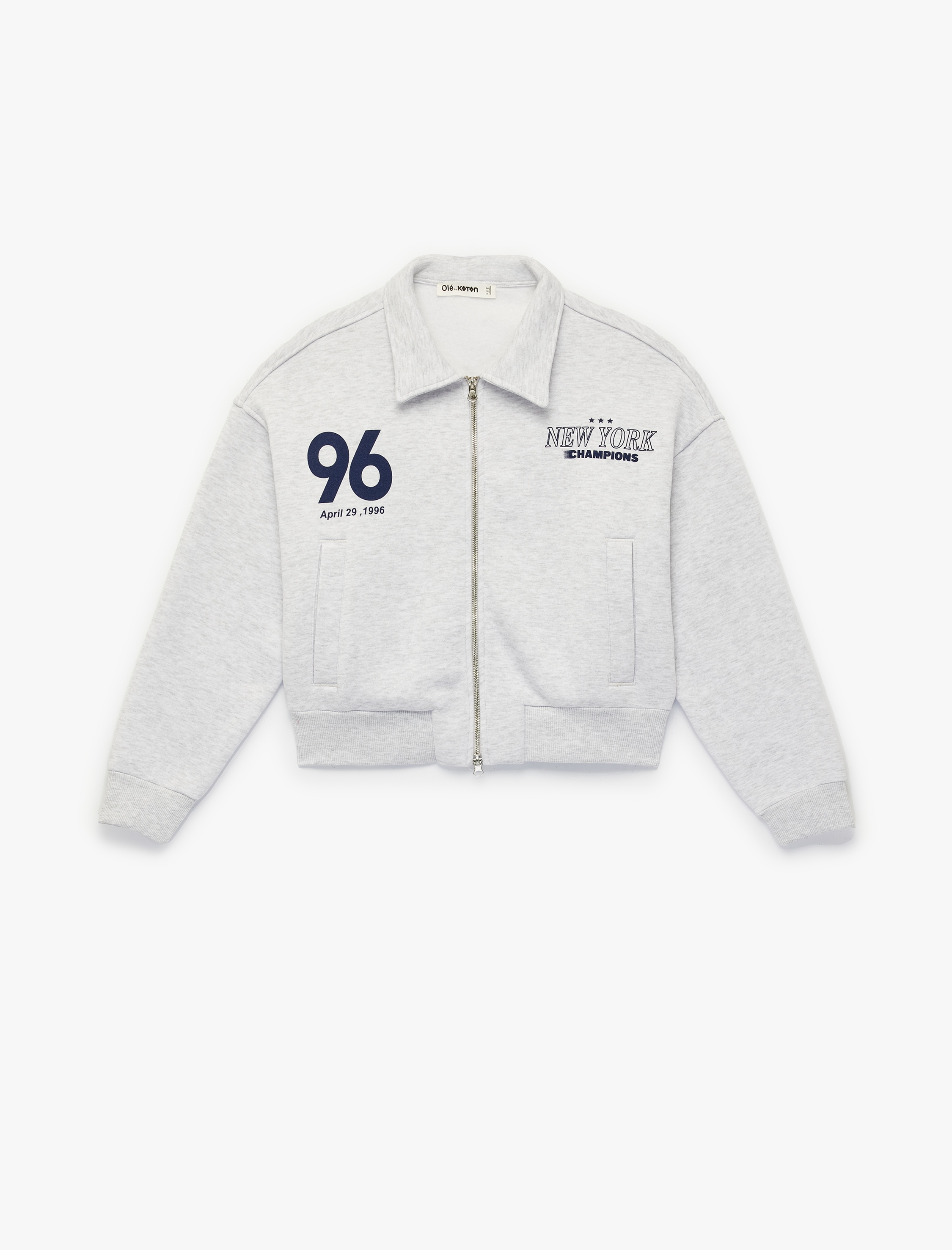   Regular Fit Uzun Kollu Cepli Baskılı Fermuarlı Sweatshirt