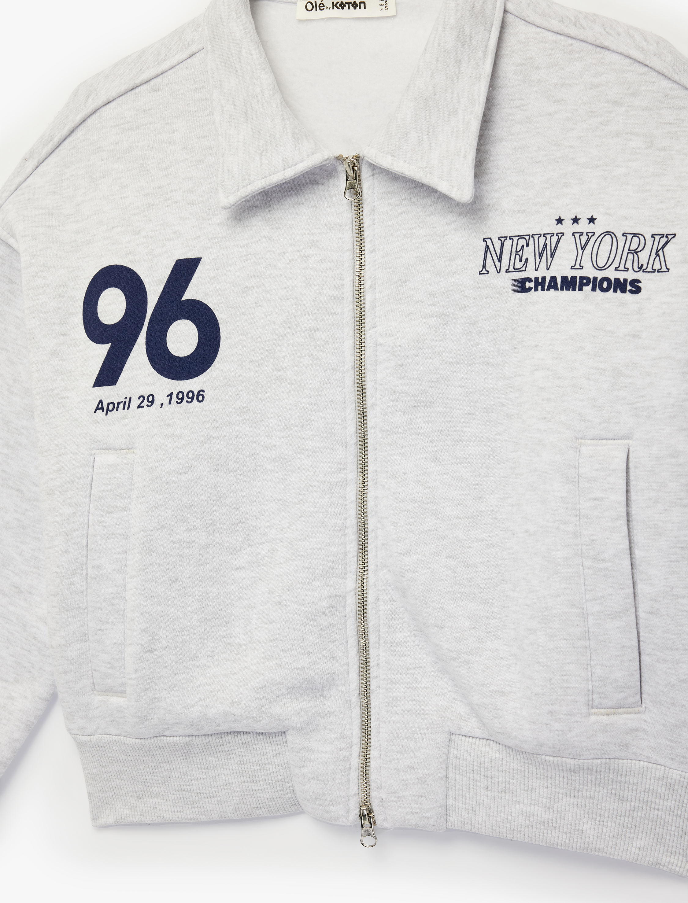   Regular Fit Uzun Kollu Cepli Baskılı Fermuarlı Sweatshirt