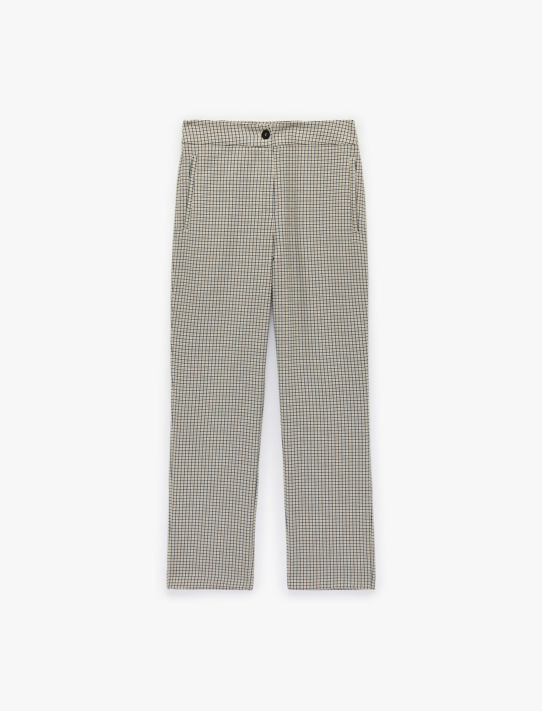   Viskon Karışımlı Regular Fit Ekoseli Cigarette Pantolon