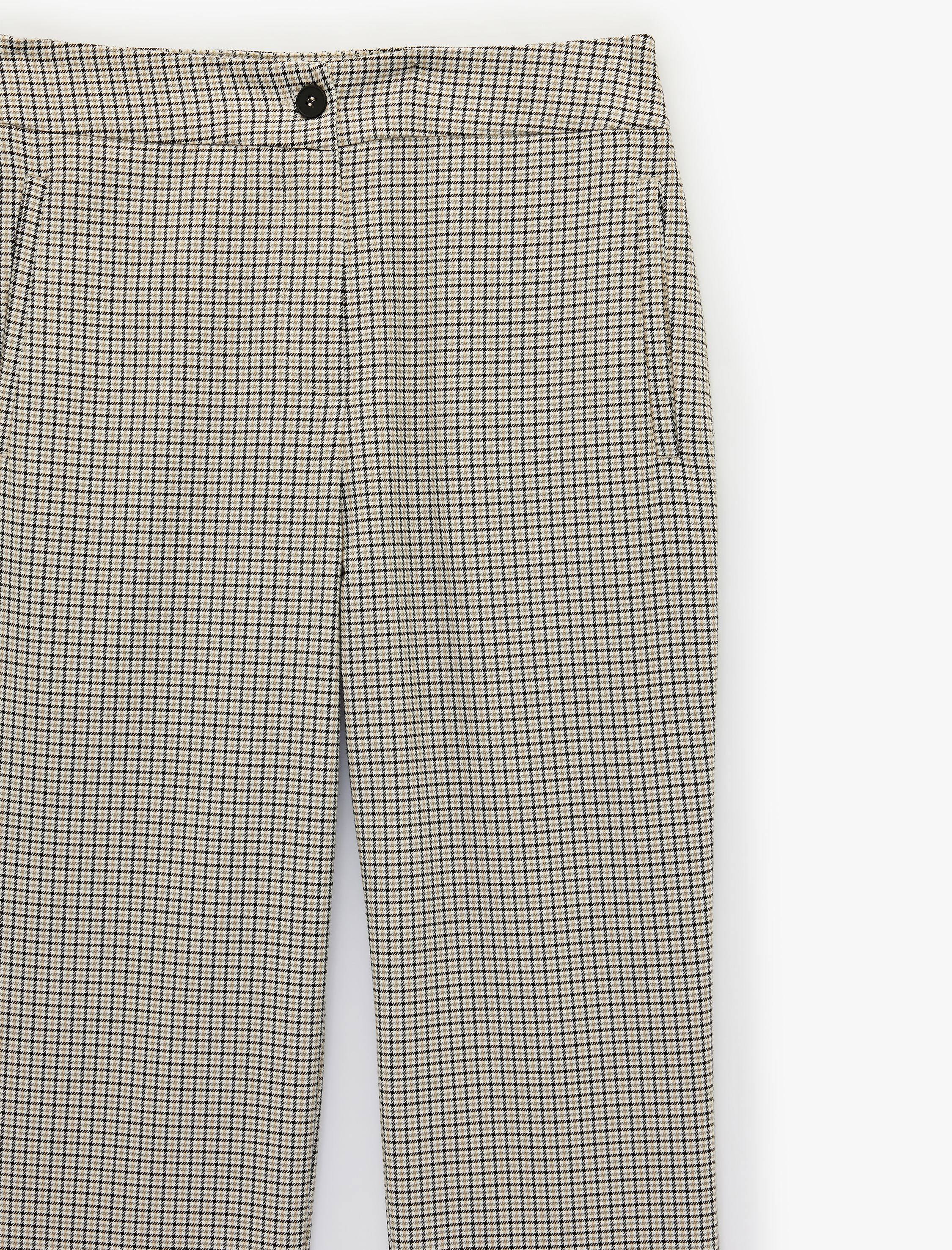   Viskon Karışımlı Regular Fit Ekoseli Cigarette Pantolon