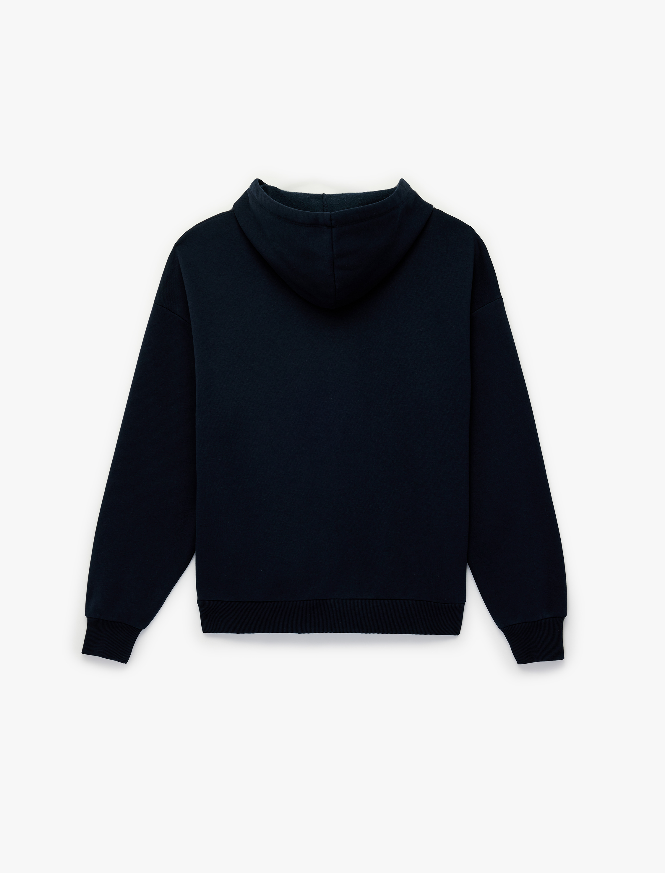   Uzun Kollu Yıldız Nakışlı Pamuklu Cepli Rahat Kalıp Kapüşonlu Fermuarlı Sweatshirt