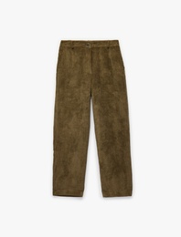 Regular Fit Cepli Havuç Kesim Fitilli Kadife Pantolon