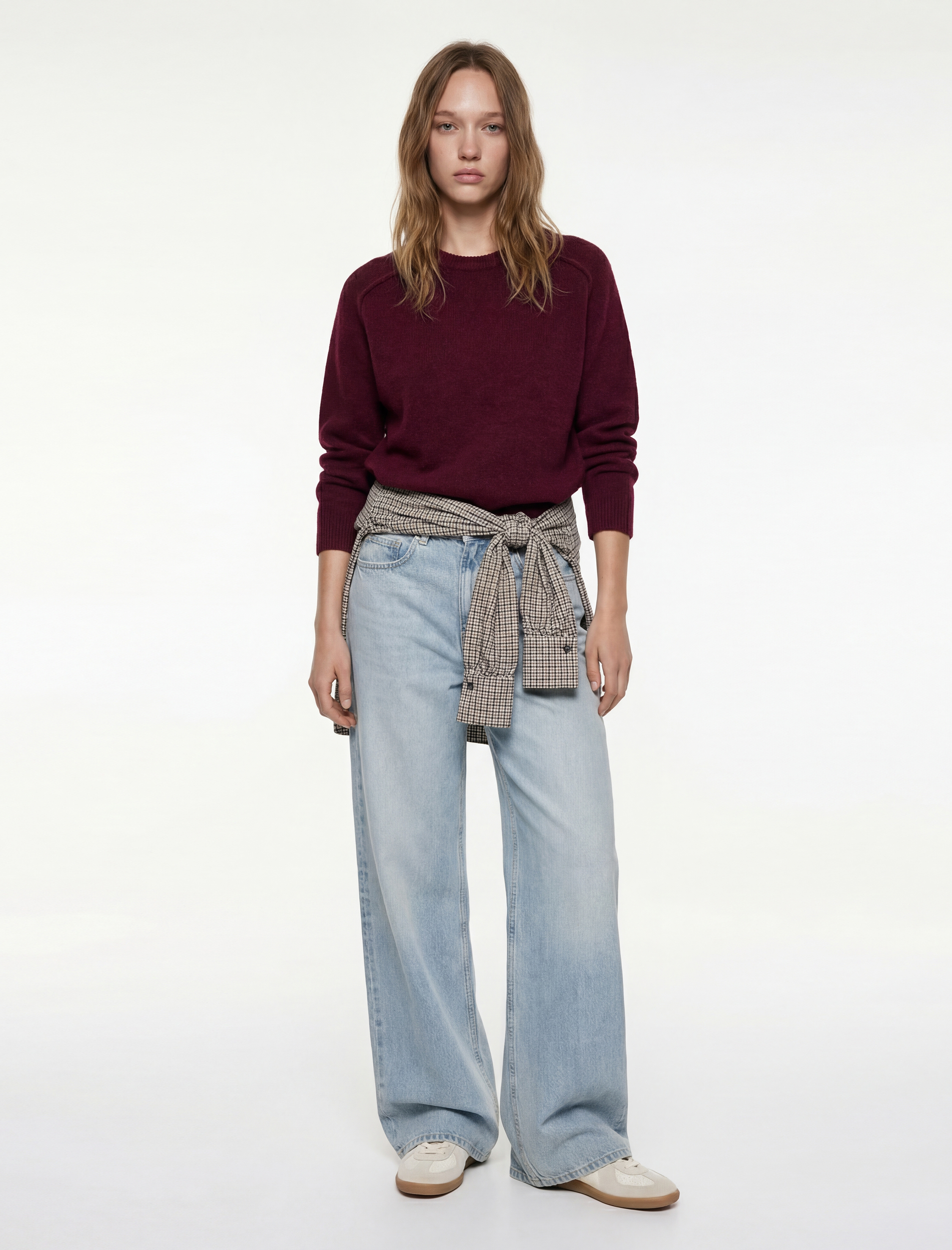   Uzun Kollu Bisiklet Yaka Dikiş Detaylı Basic Triko Kazak