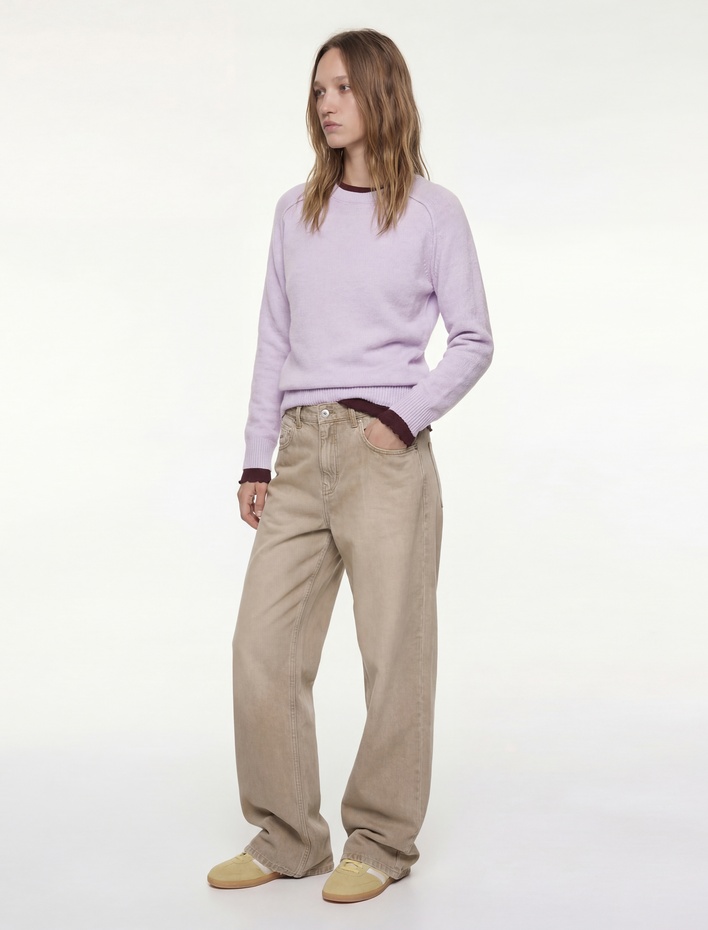  Uzun Kollu Bisiklet Yaka Dikiş Detaylı Basic Triko Kazak