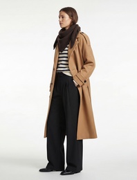 Trenç Kaban Kaşe Kruvaze Düğmeli Kemerli Cepli Uzun Kollu