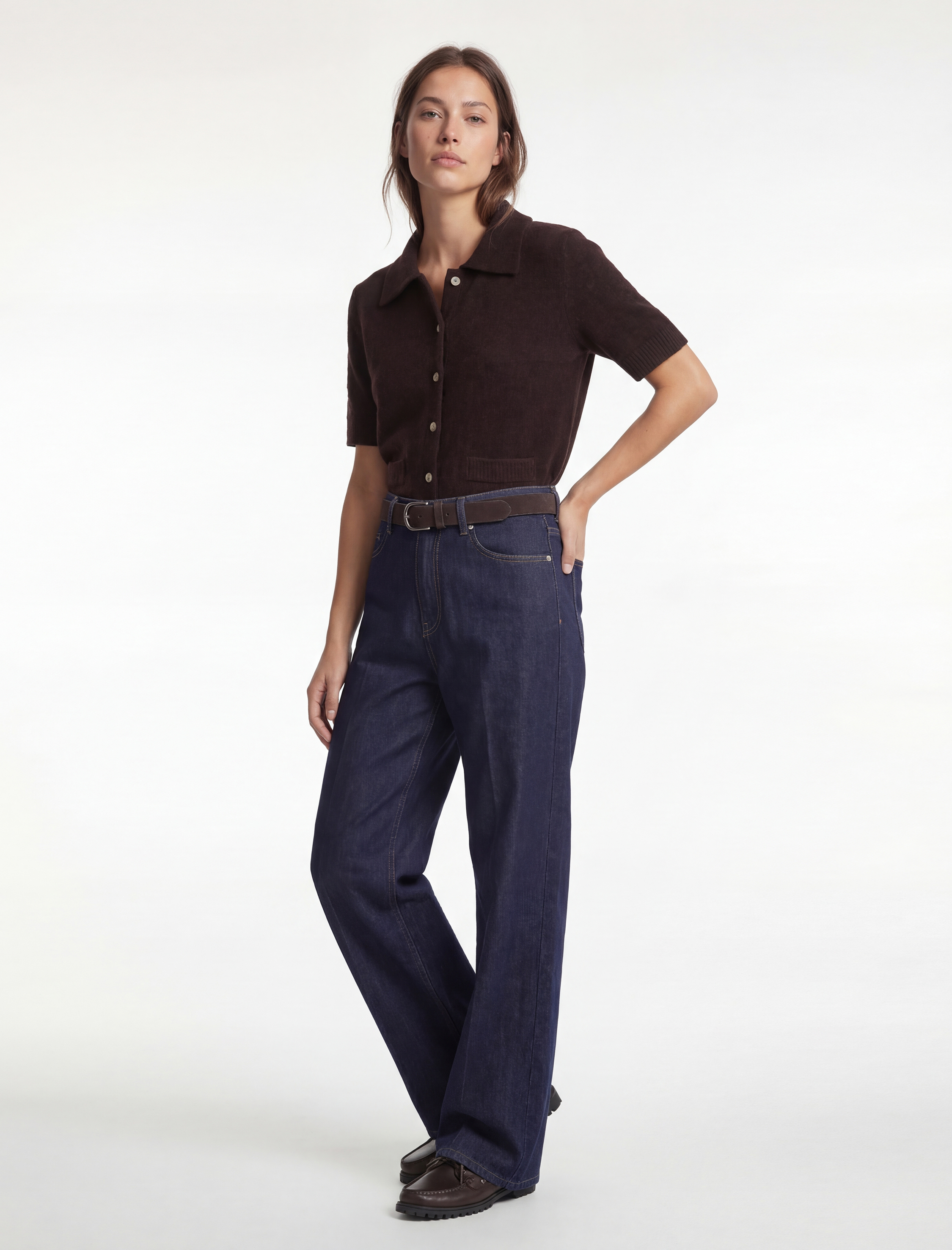   Düğmeli Polo Yaka Kısa Kollu Triko Hırka