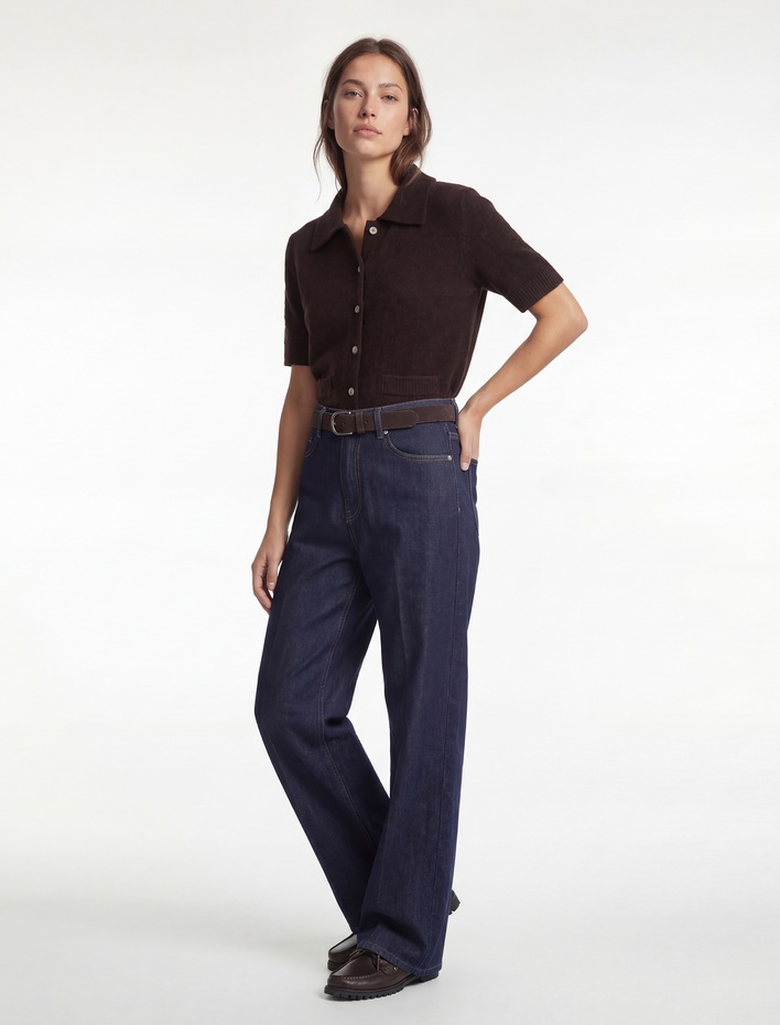  Düğmeli Polo Yaka Kısa Kollu Triko Hırka