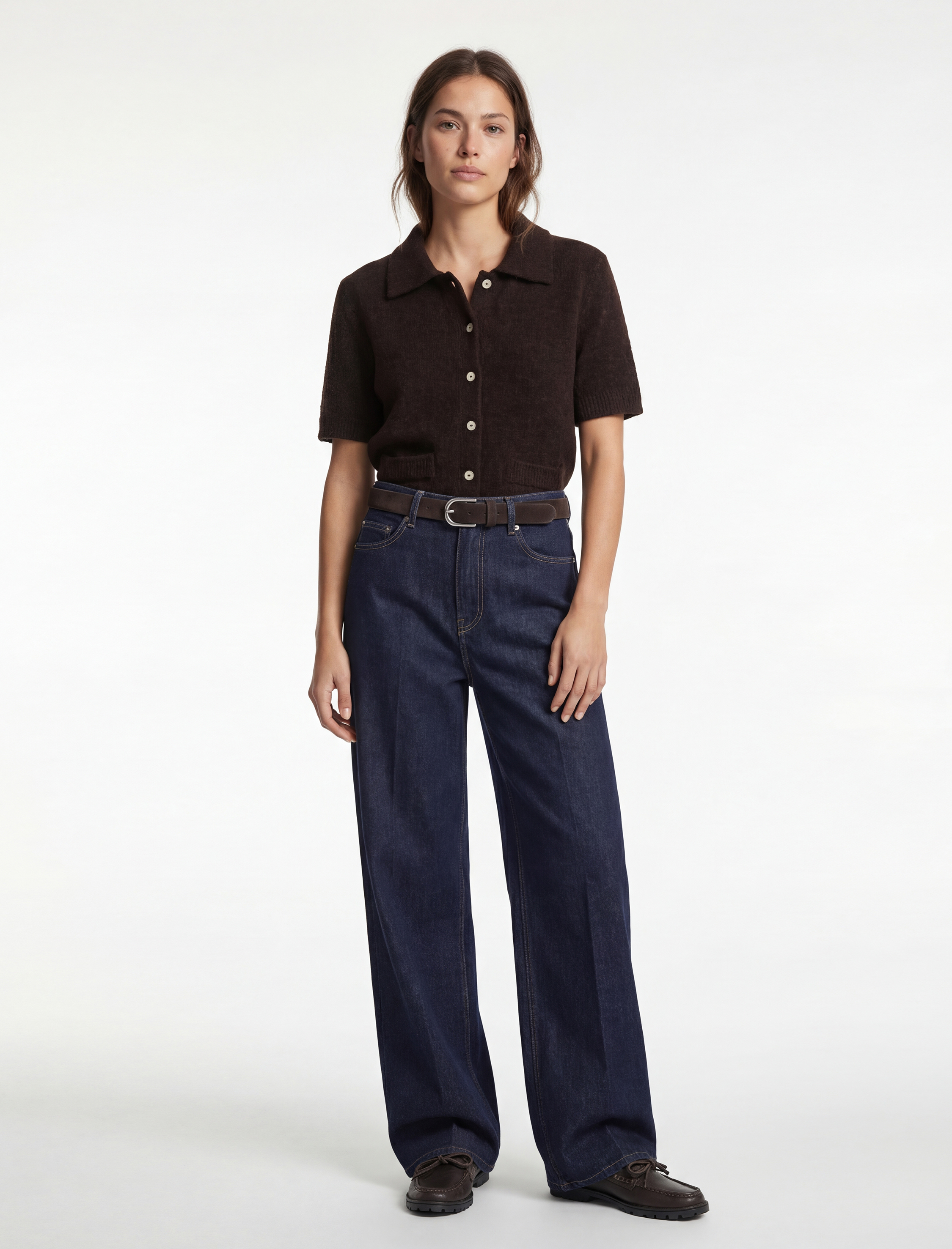   Düğmeli Polo Yaka Kısa Kollu Triko Hırka