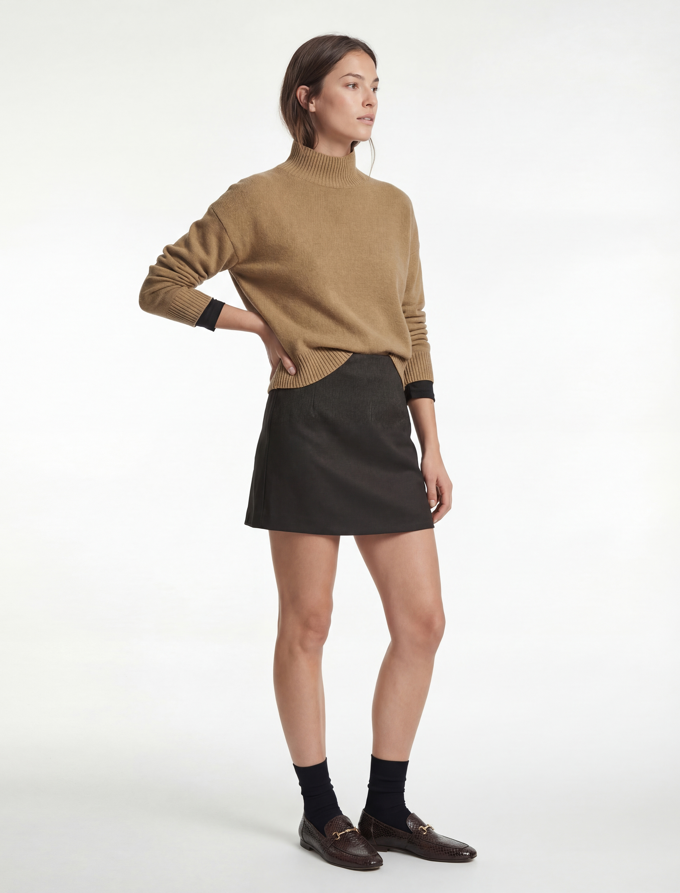   Regular Fit A Kesim Kaşe Mini Etek