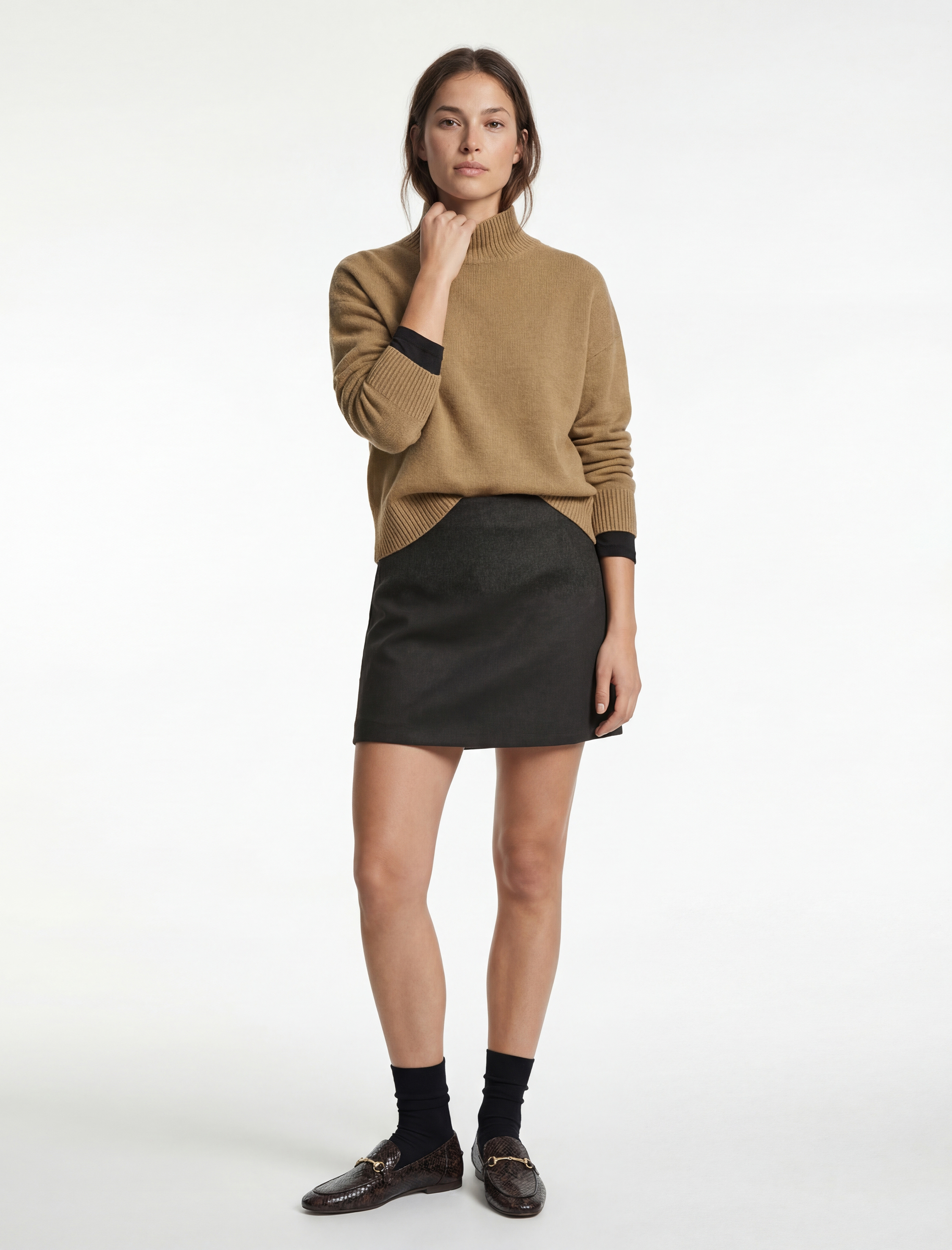   Regular Fit A Kesim Kaşe Mini Etek