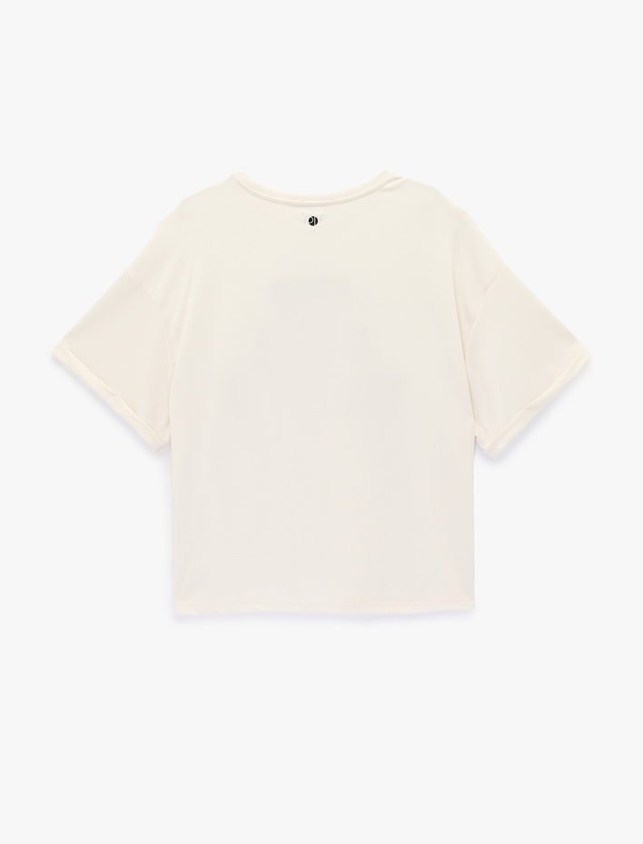  Kısa Kollu Bisiklet Yaka Baskılı Spor Tişört