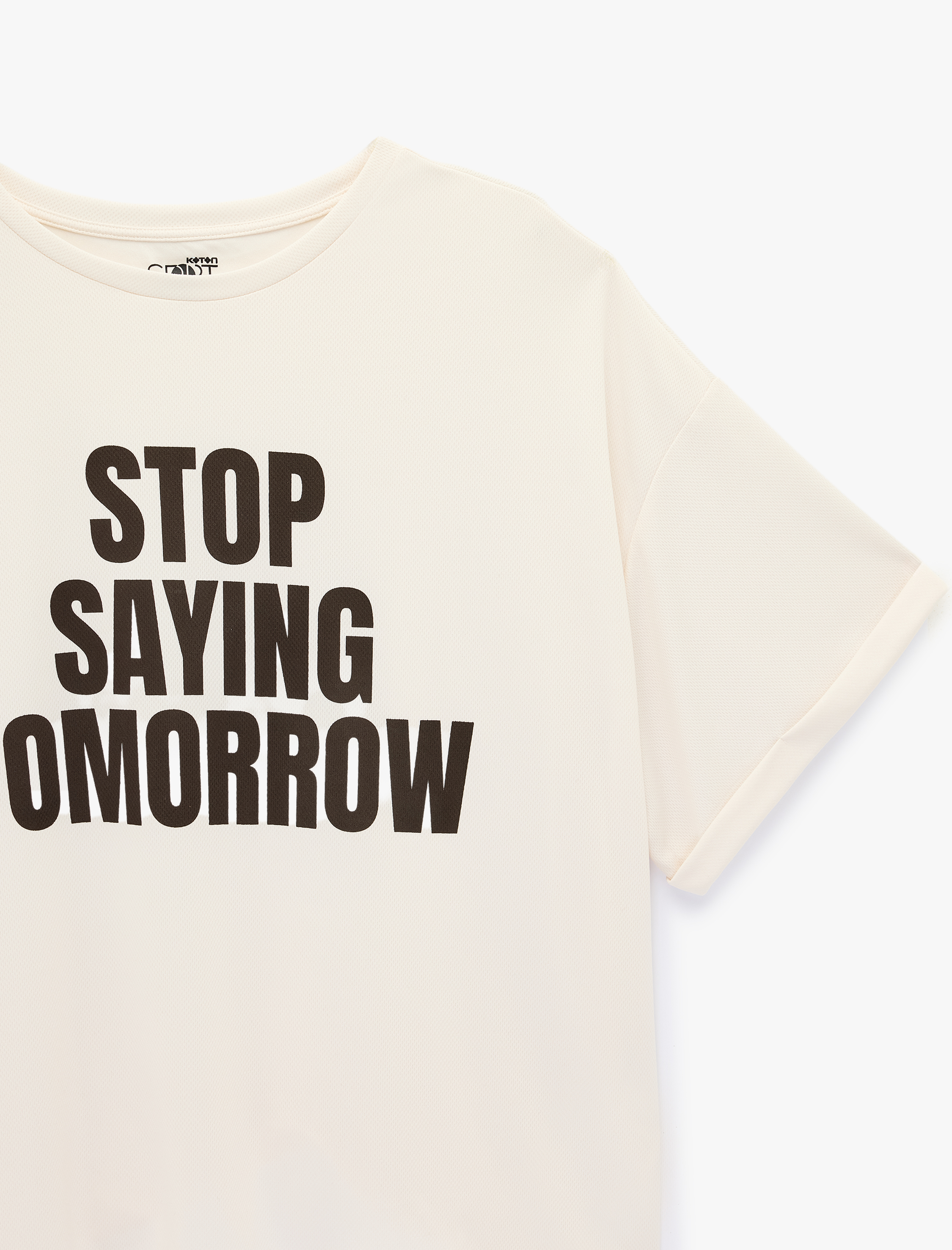   Kısa Kollu Bisiklet Yaka Baskılı Spor Tişört