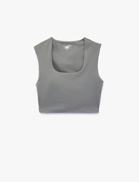 Kolsuz U Yaka Crop Spor Tişört