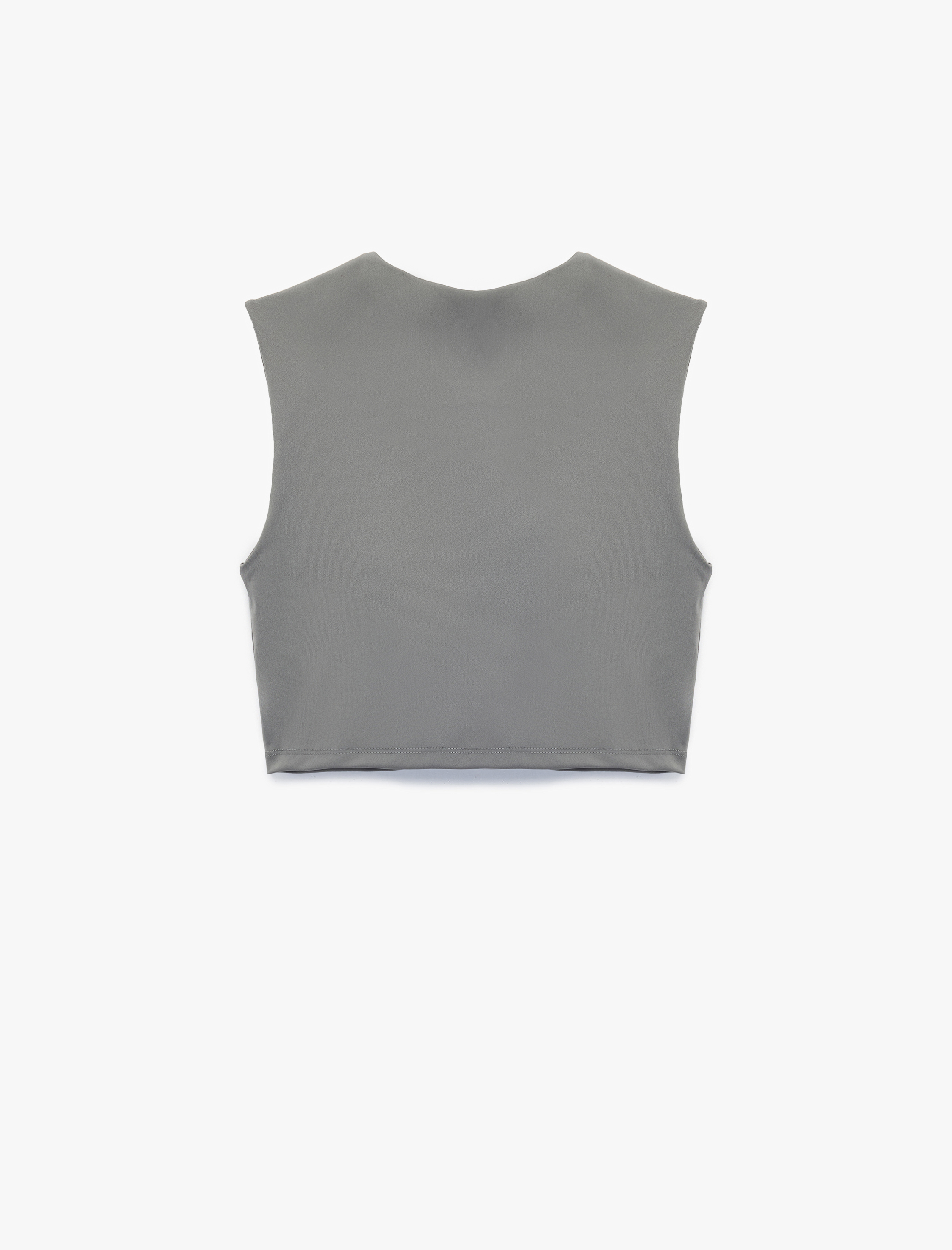   Kolsuz U Yaka Crop Spor Tişört