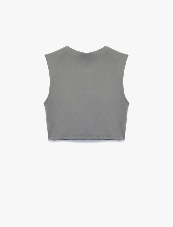  Kolsuz U Yaka Crop Spor Tişört