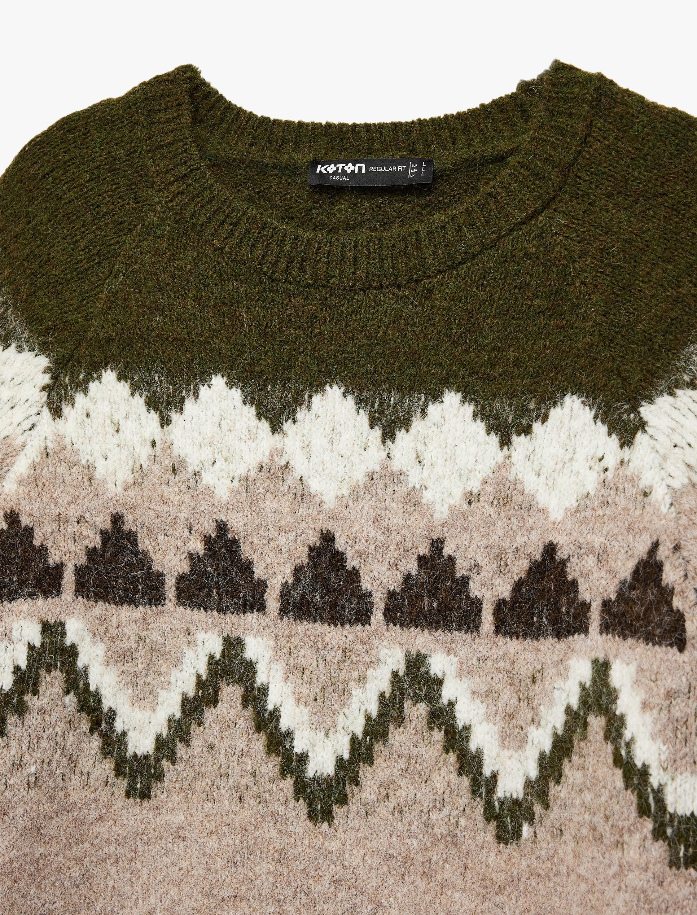   Uzun Kollu Bisiklet Yaka Desenli Triko Kazak