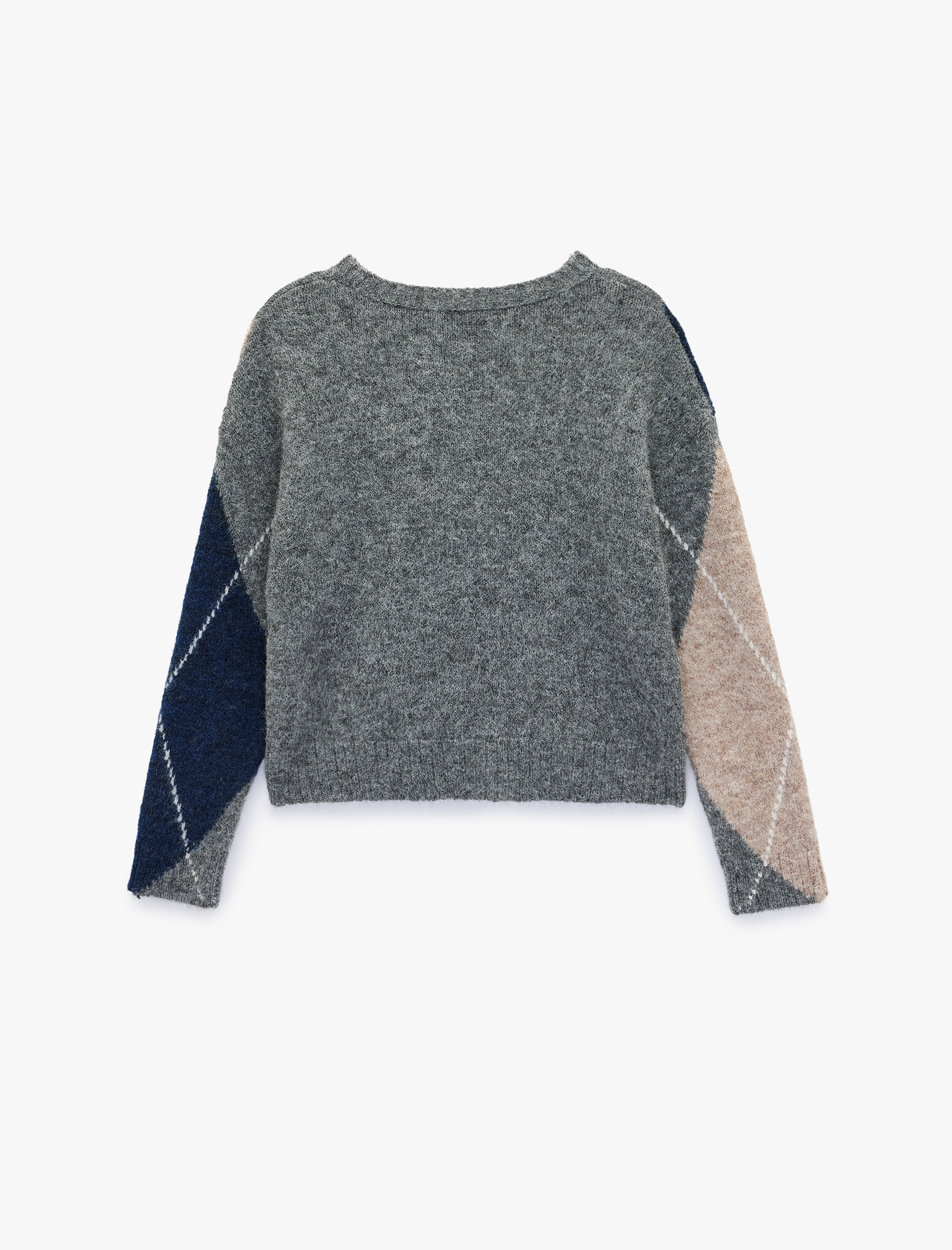   Uzun Kollu Bisiklet Yaka Baklava Desenli Kazak