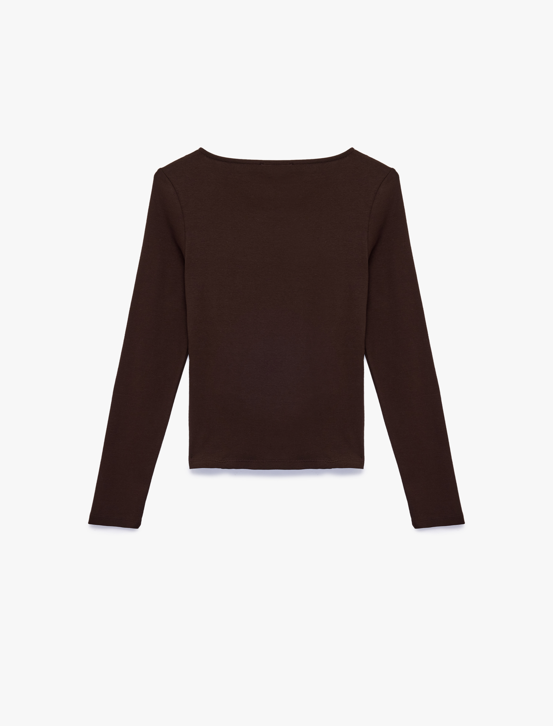   Pamuklu Slim Fit Uzun Kollu Yuvarlak Kayık Yaka Tişört