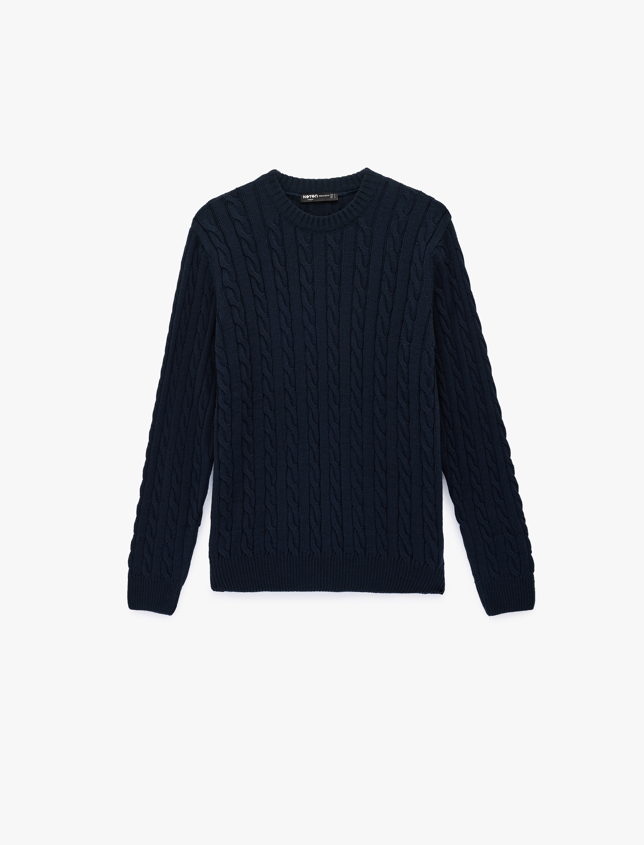   Uzun Kollu Bisiklet Yaka Saç Örgüsü Dokulu Triko Kazak