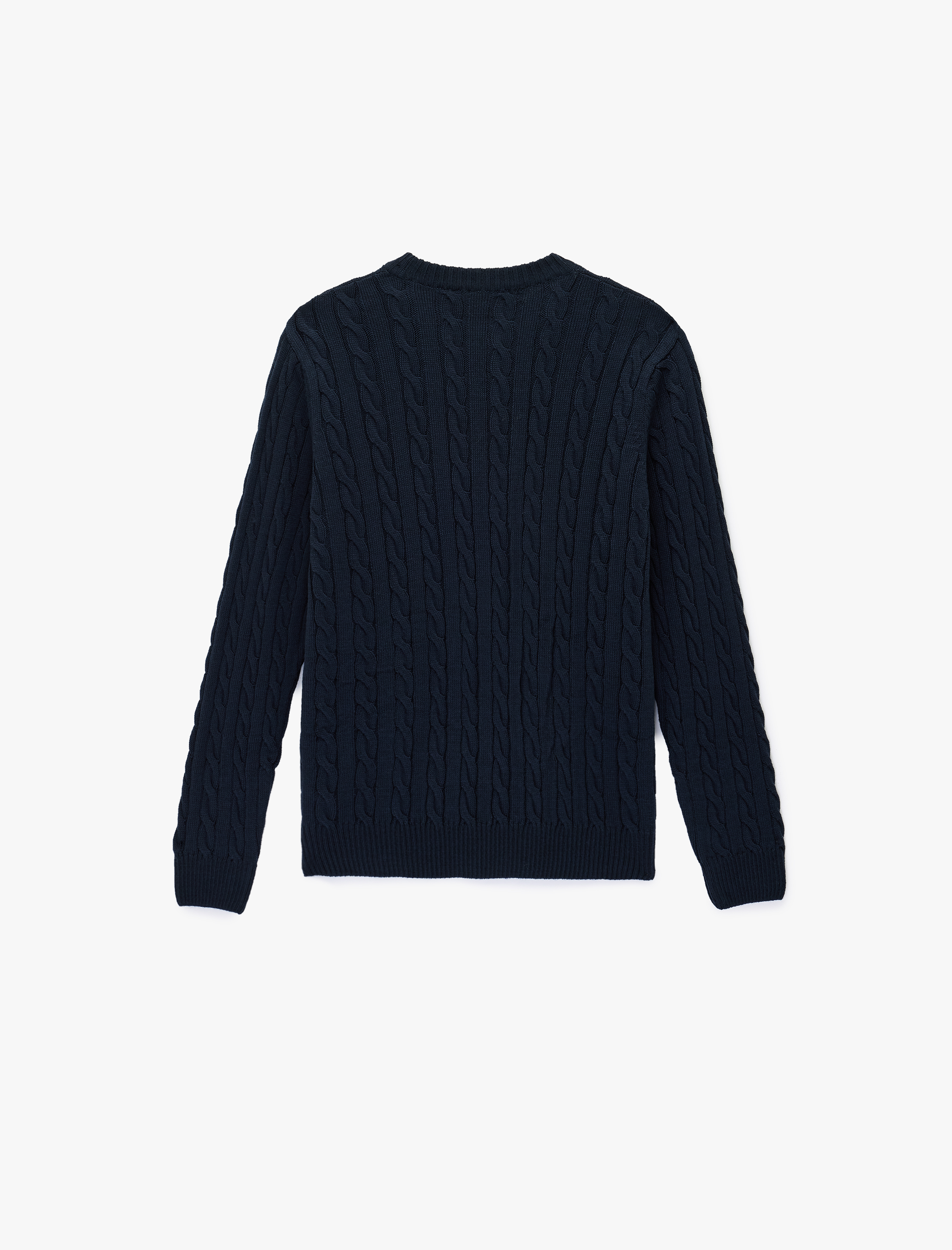   Uzun Kollu Bisiklet Yaka Saç Örgüsü Dokulu Triko Kazak