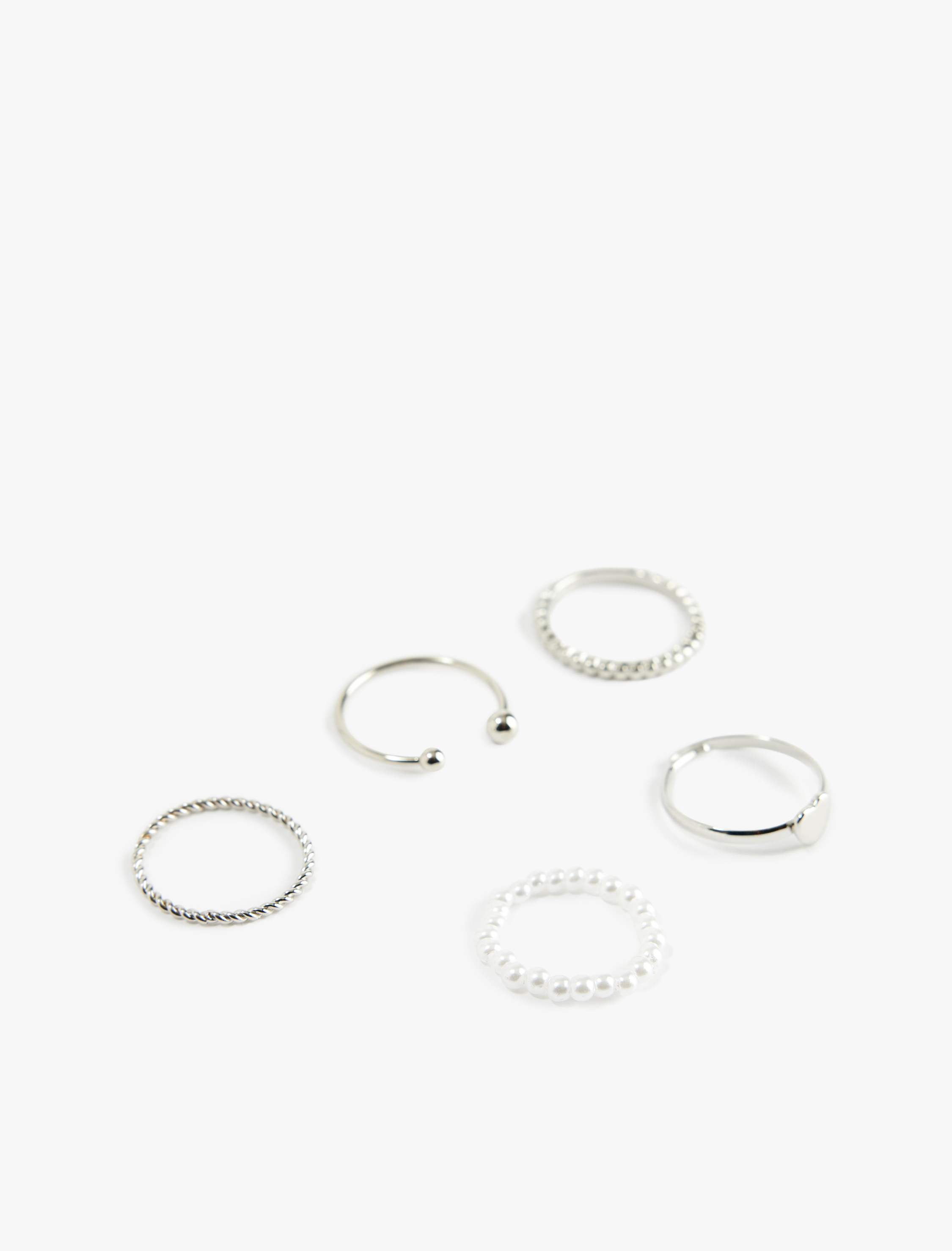  Kadın İncili 5'li Yüzük Seti