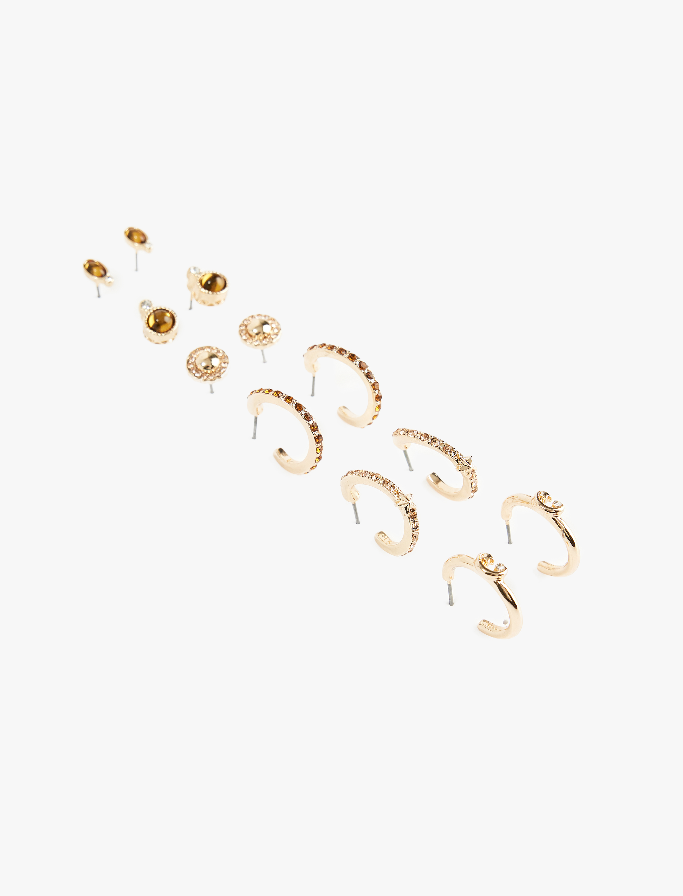  Kadın Taş Detaylı 6'lı Küpe Seti