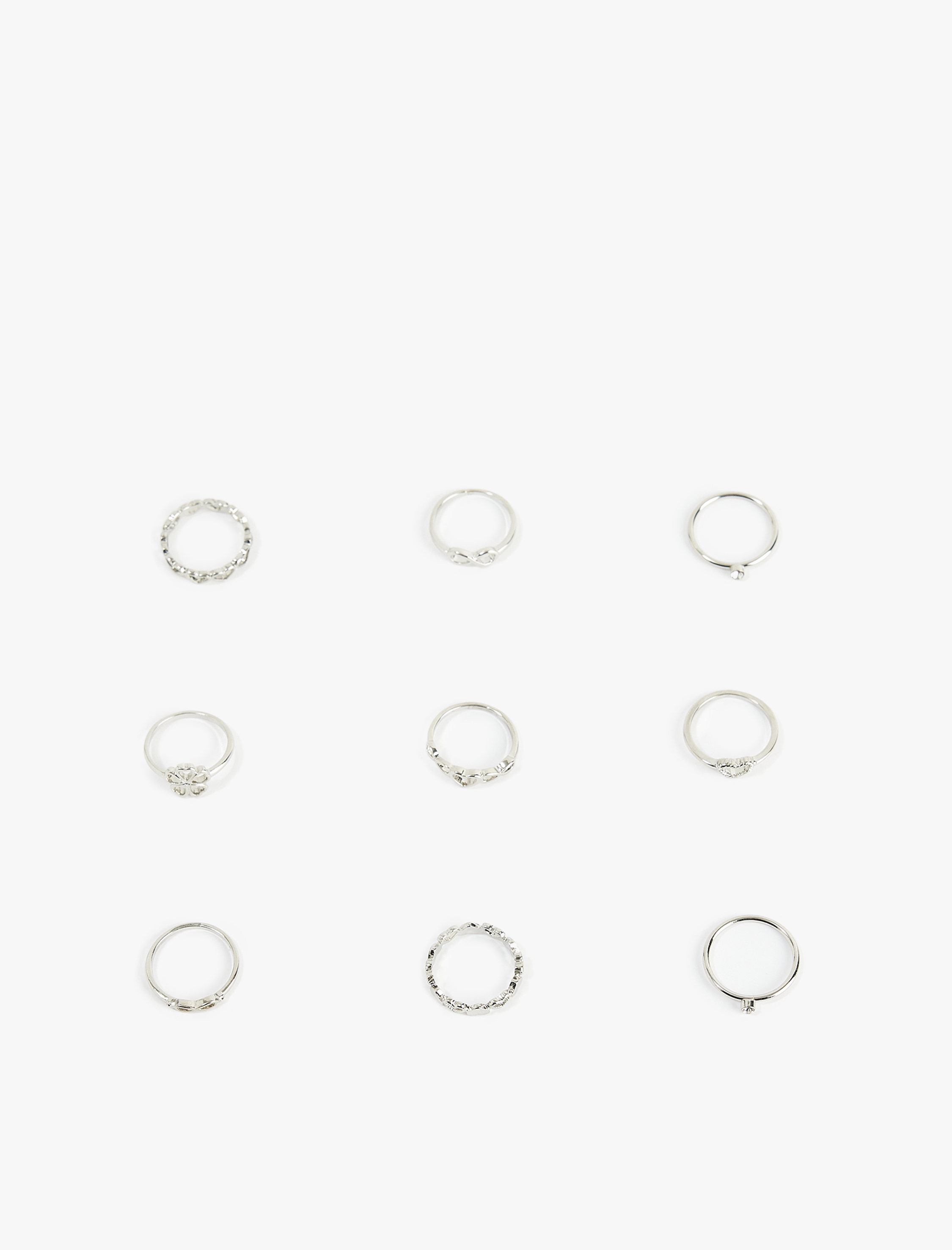  Kadın Kalpli 9'lu Yüzük Seti