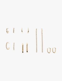 Taş Detaylı 6'lı Halka Küpe Seti