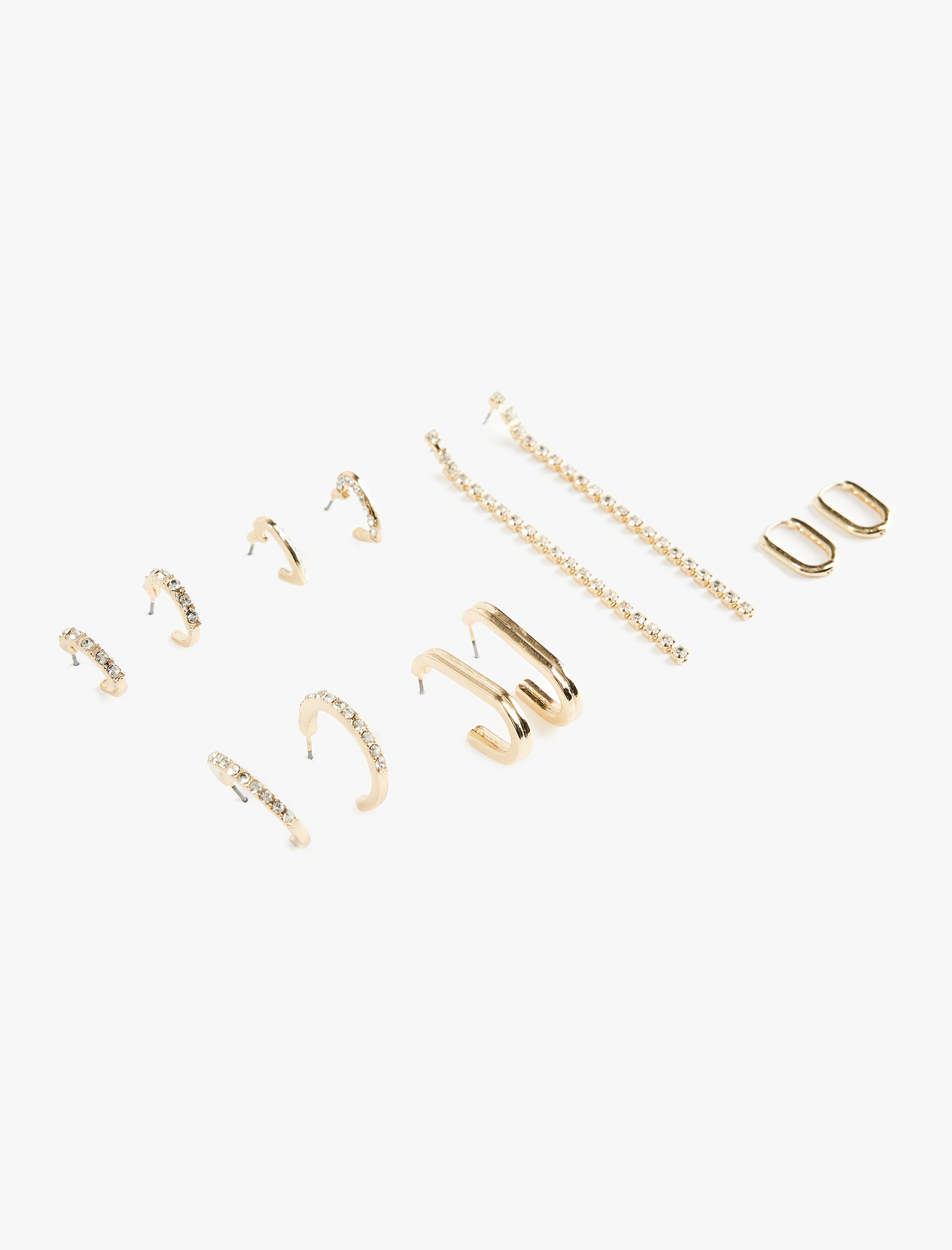  Kadın Taş Detaylı 6'lı Halka Küpe Seti