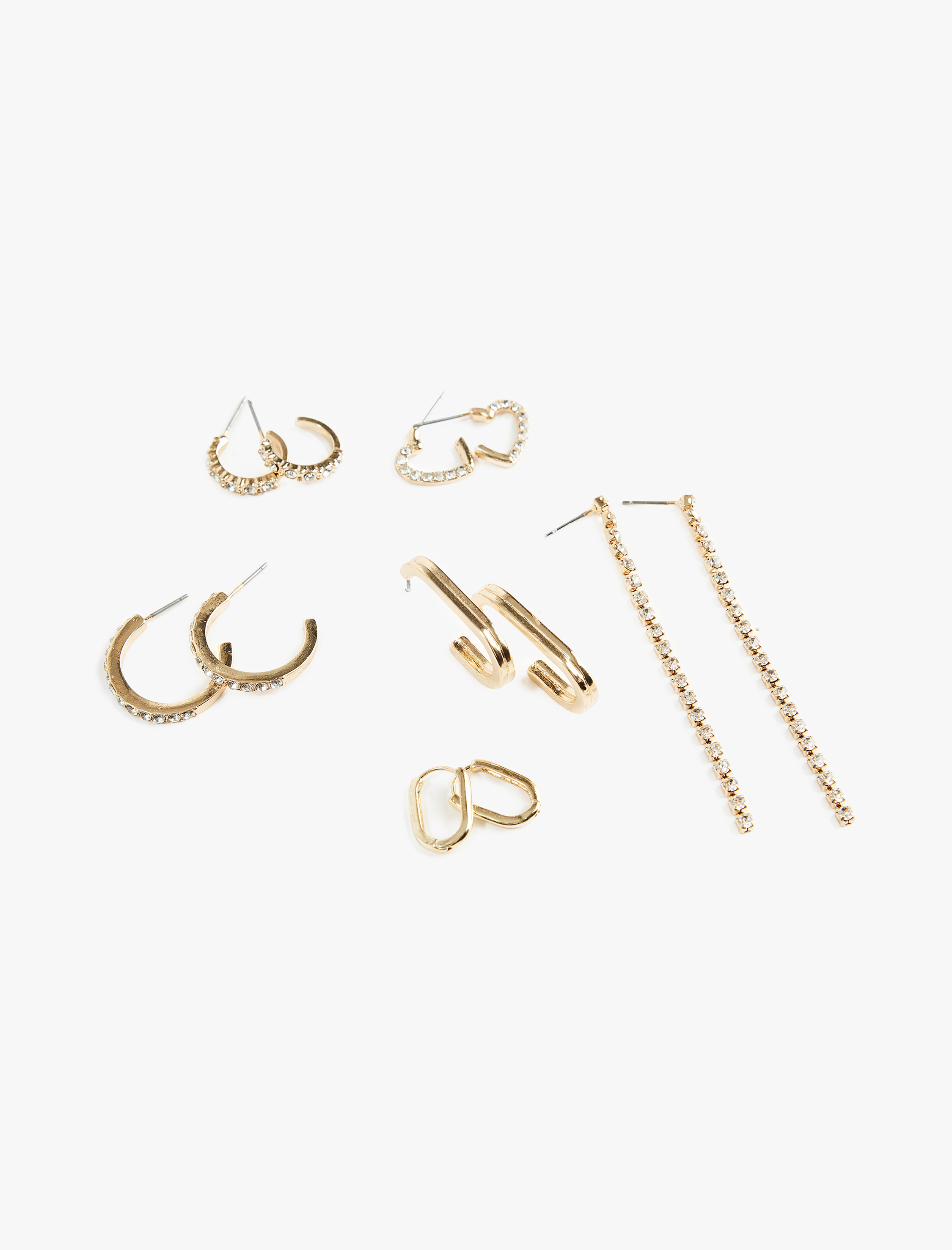  Kadın Taş Detaylı 6'lı Halka Küpe Seti