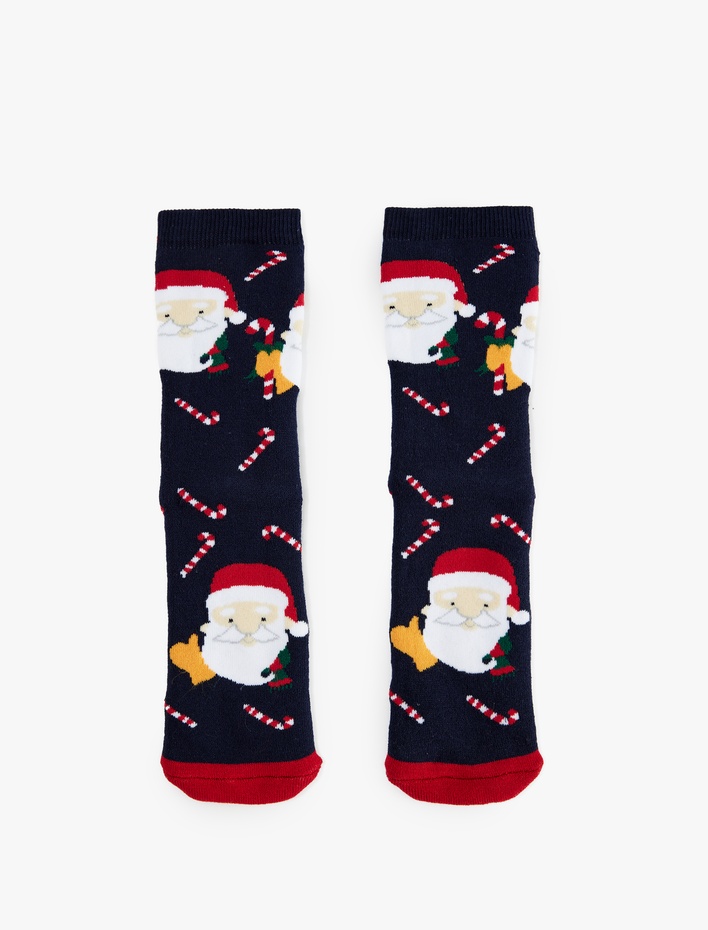 Kadın Noel Baba Baskılı Soket Havlu Yılbaşı Çorabı