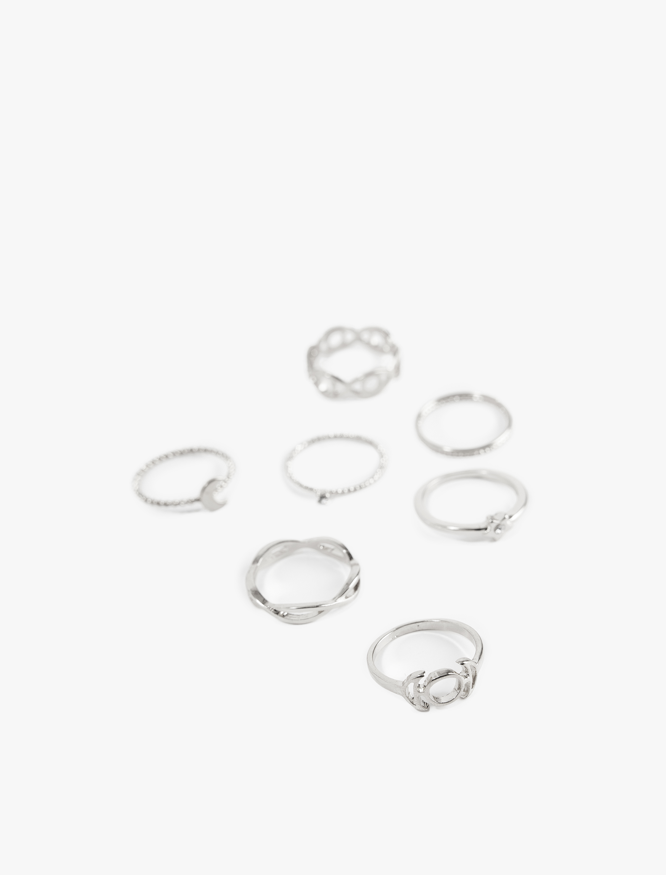  Kadın Taş Detaylı Burgu 7'li Yüzük Seti