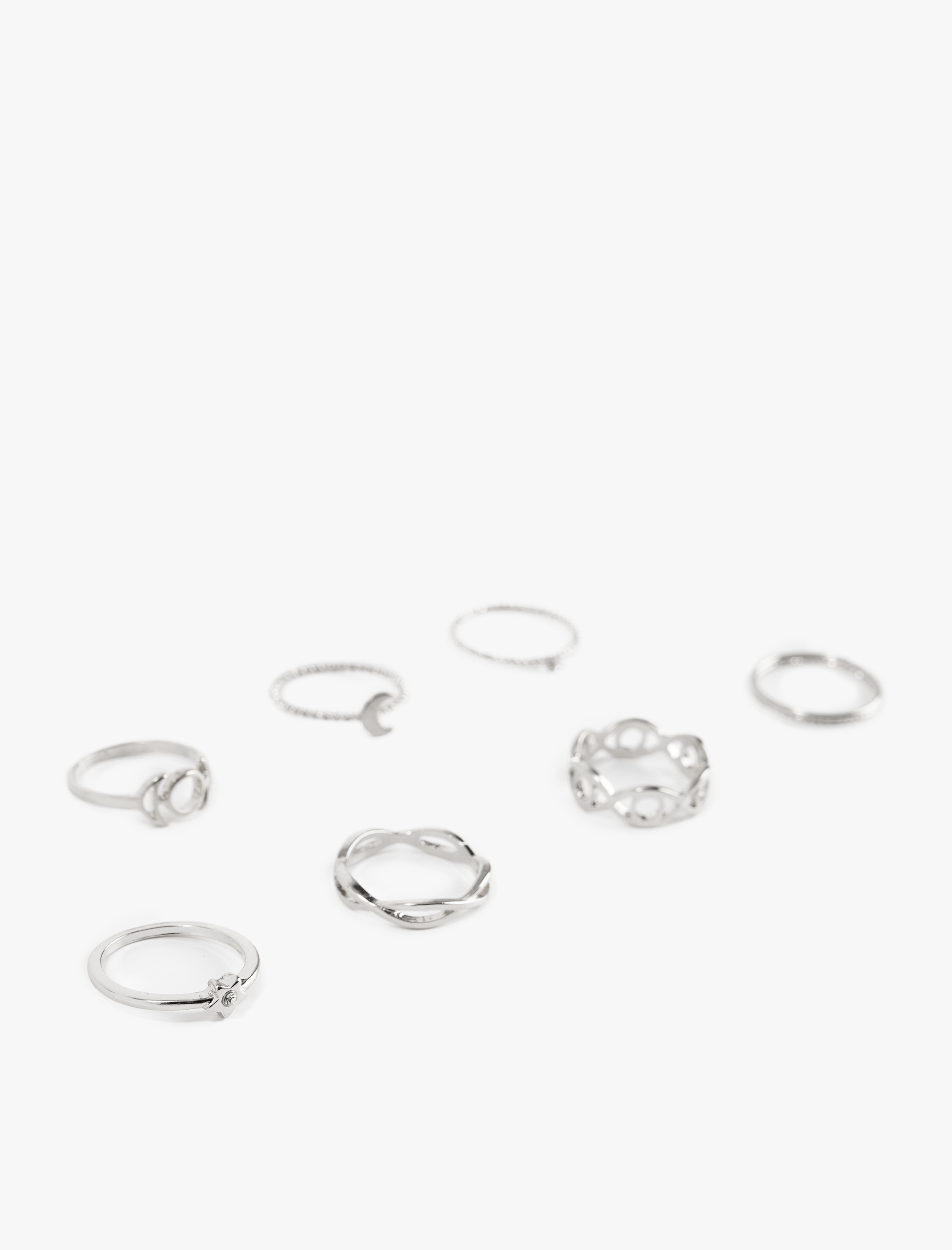  Kadın Taş Detaylı Burgu 7'li Yüzük Seti