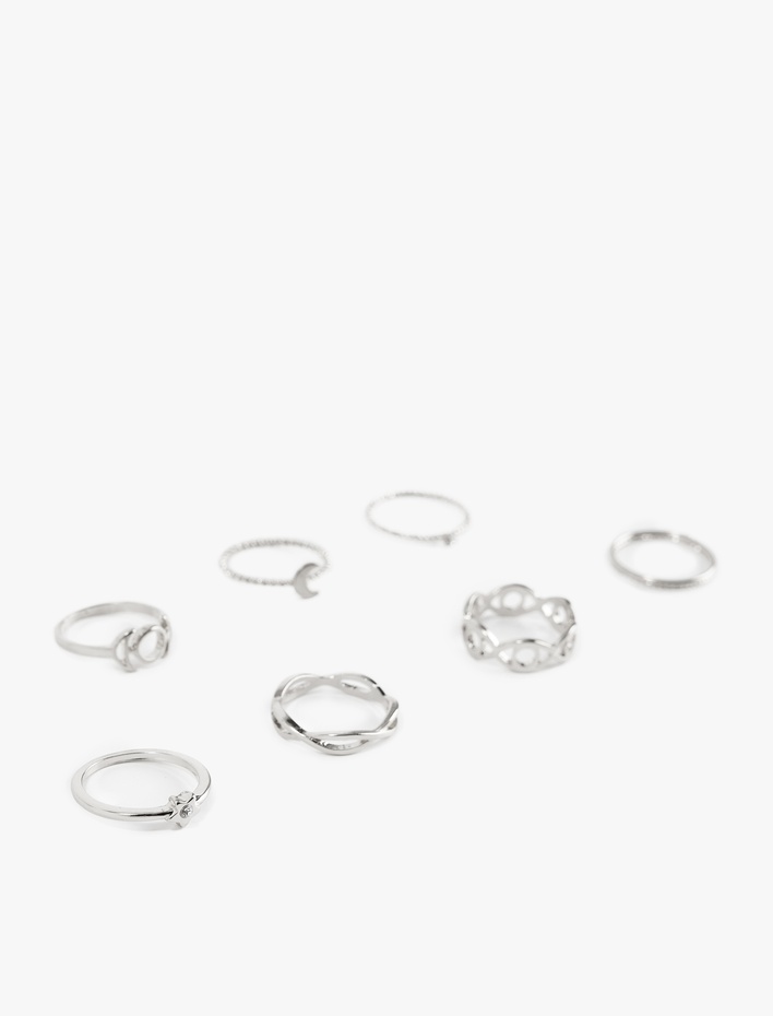 Kadın Taş Detaylı Burgu 7'li Yüzük Seti