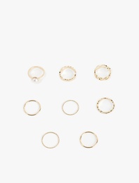 İnci Detaylı Burgu 8'li Yüzük Seti