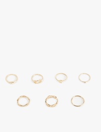 Taş Detaylı Burgu 7'li Yüzük Seti