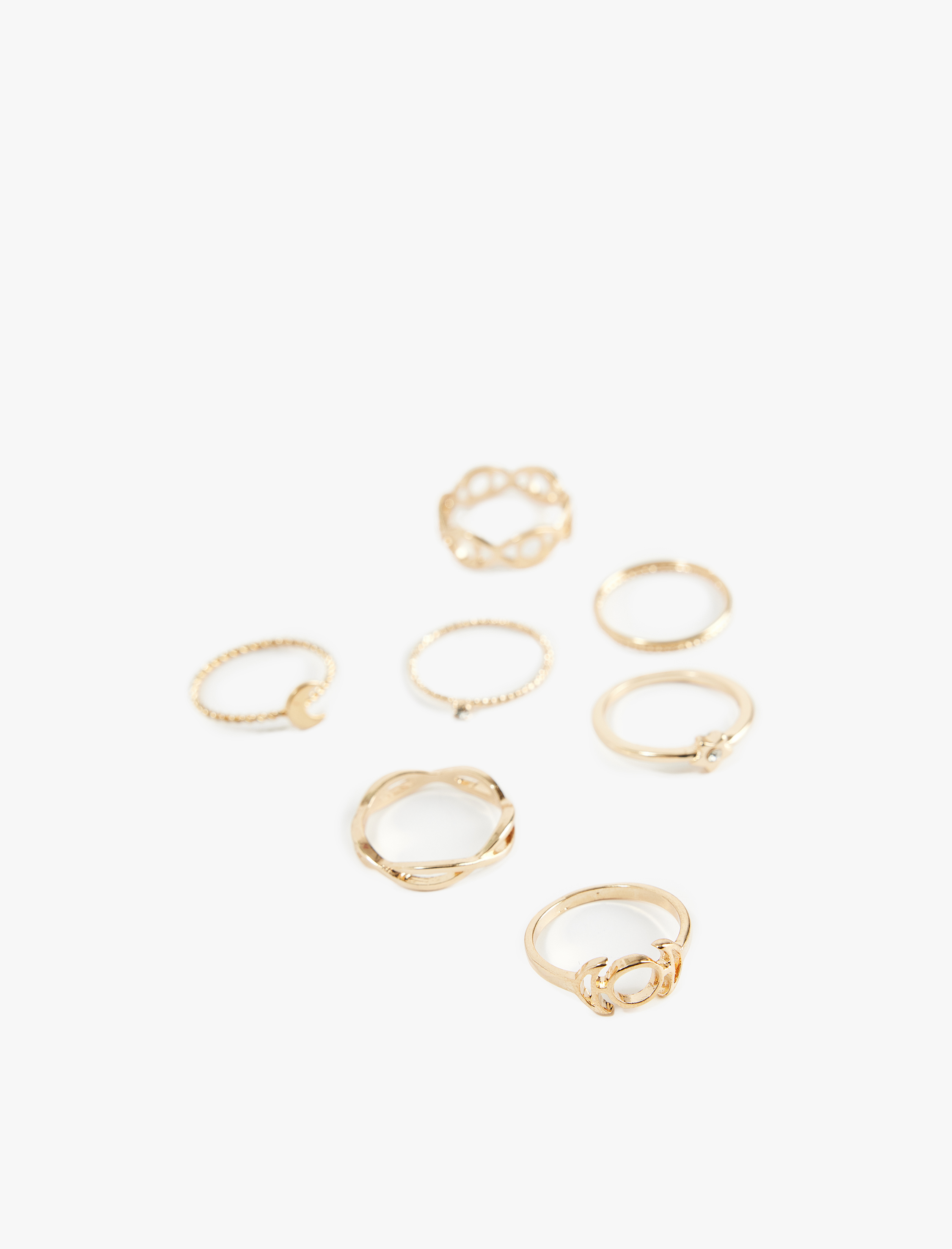  Kadın Taş Detaylı Burgu 7'li Yüzük Seti