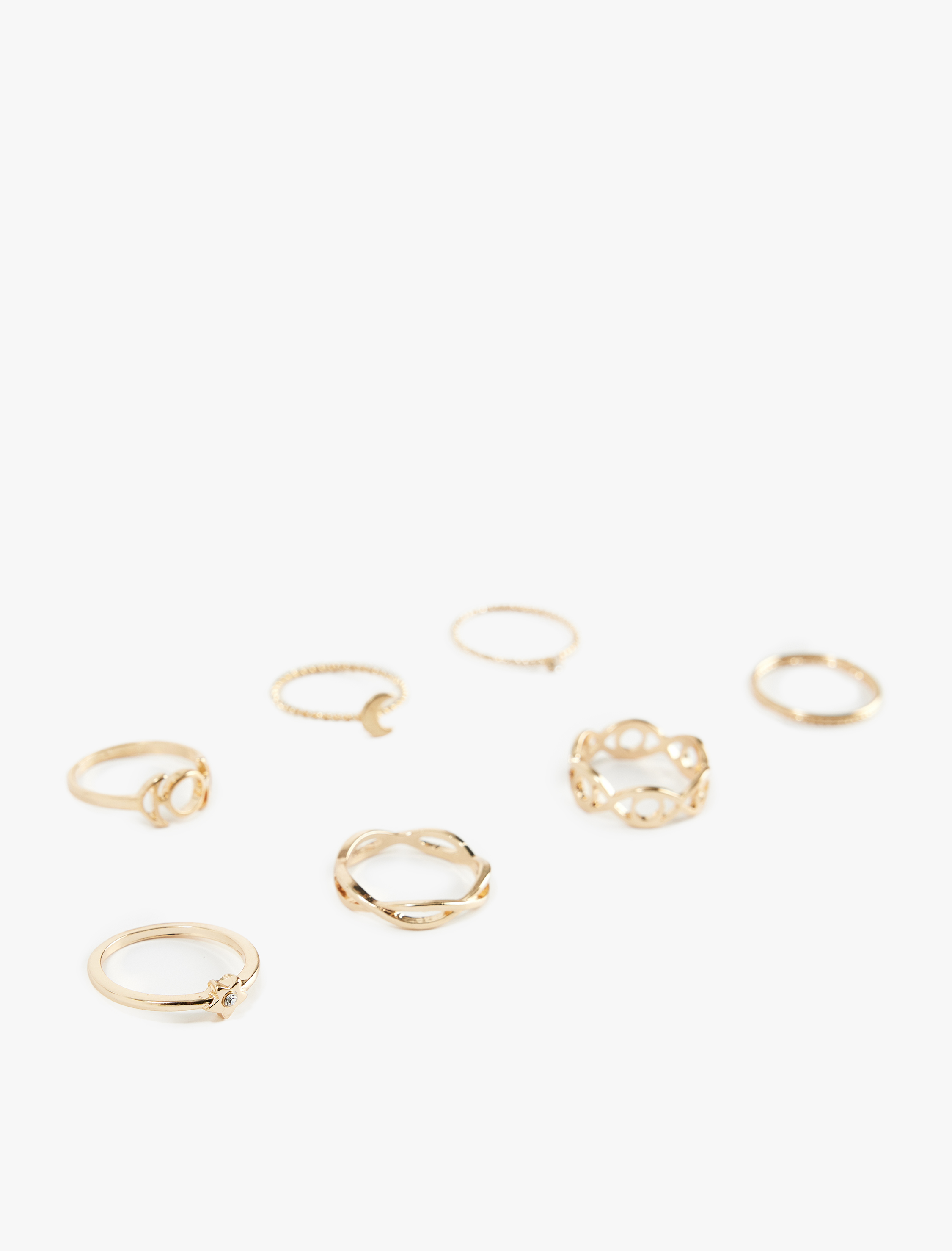  Kadın Taş Detaylı Burgu 7'li Yüzük Seti