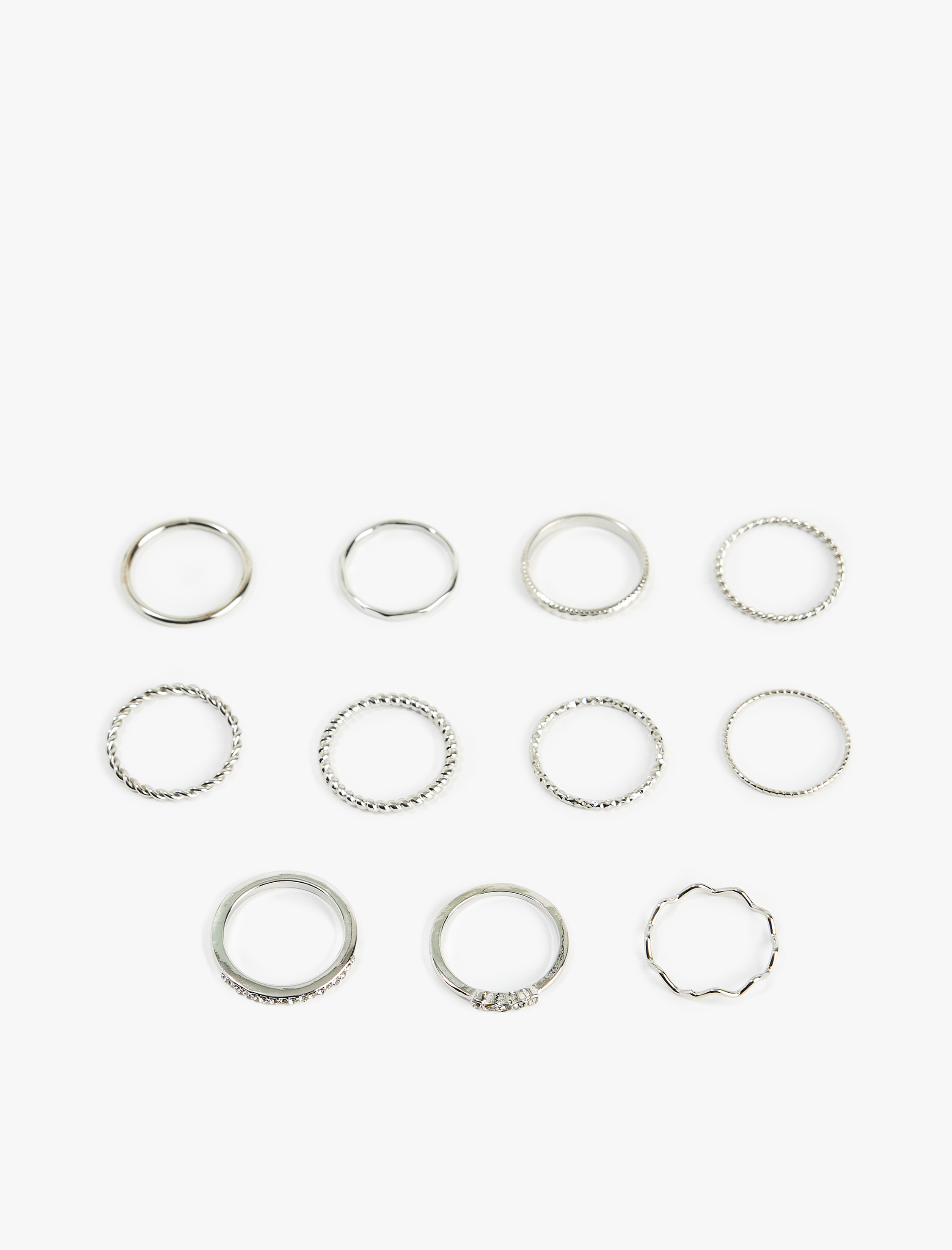  Kadın Taş Detaylı Burgu 11'li Yüzük Seti