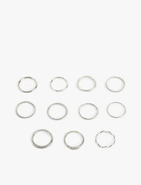 Taş Detaylı Burgu 11'li Yüzük Seti