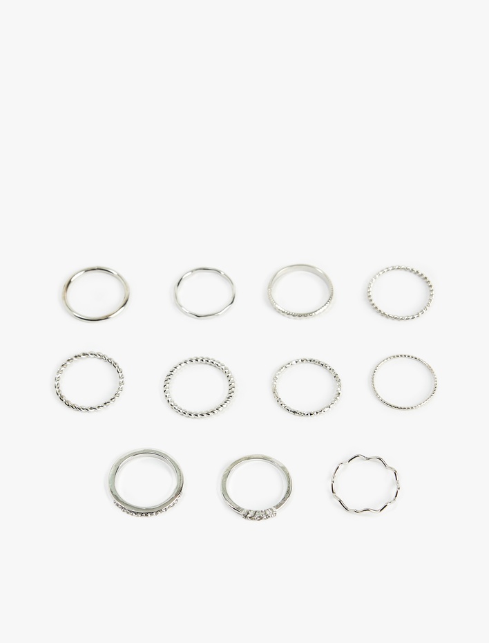 Kadın Taş Detaylı Burgu 11'li Yüzük Seti