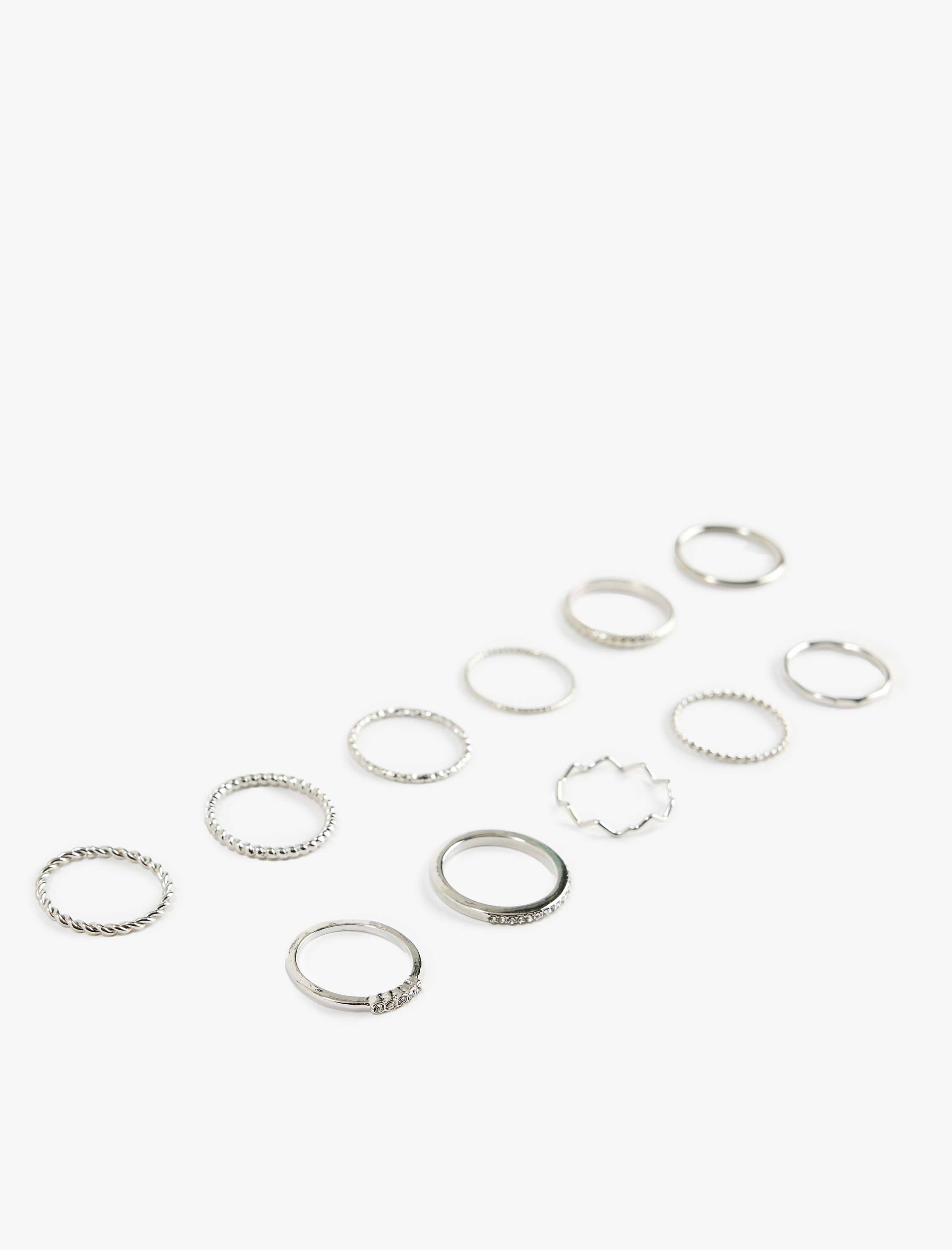  Kadın Taş Detaylı Burgu 11'li Yüzük Seti