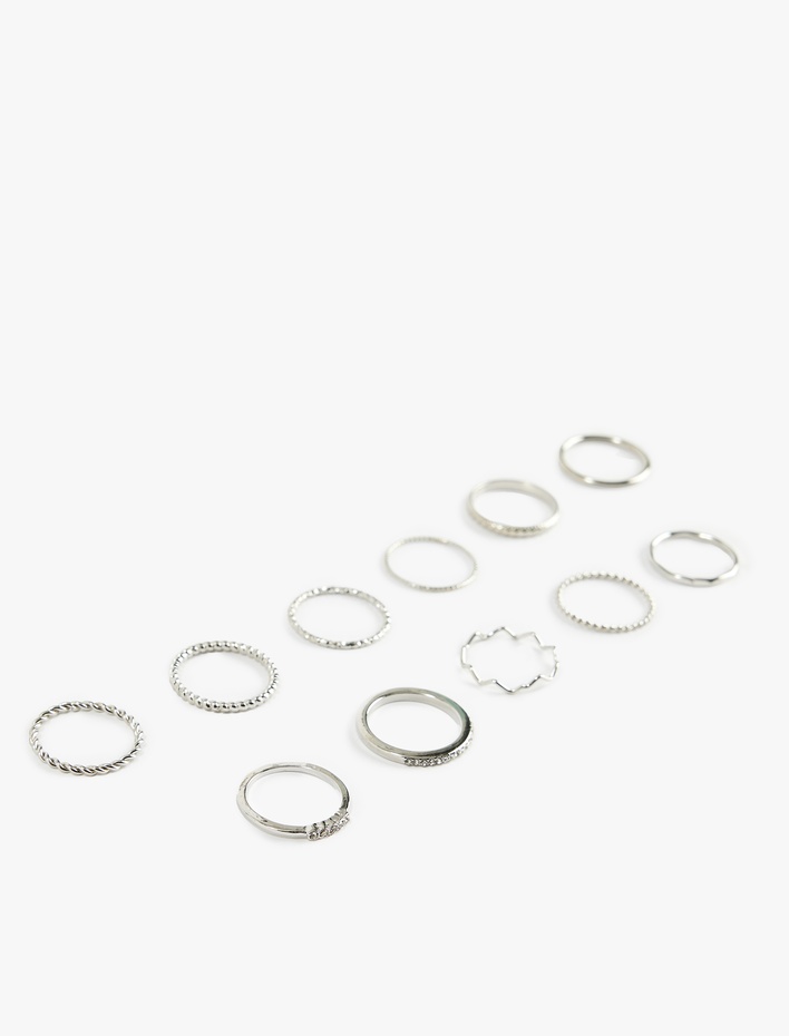 Kadın Taş Detaylı Burgu 11'li Yüzük Seti