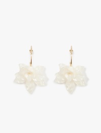 Çelik Karışımlı Çiçekli Halka Küpe