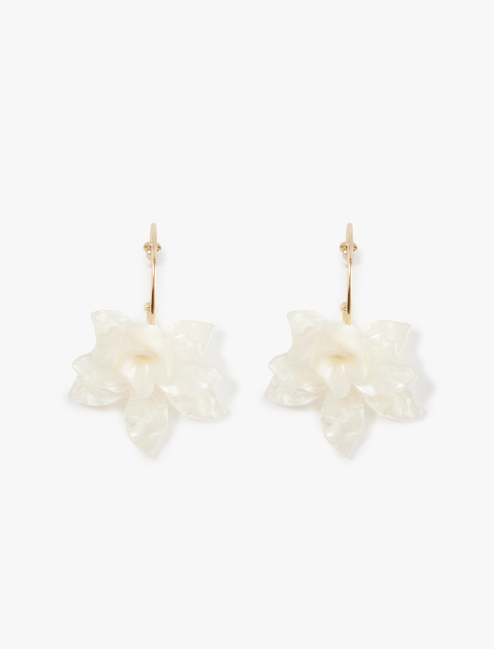 Kadın Çelik Karışımlı Çiçekli Halka Küpe