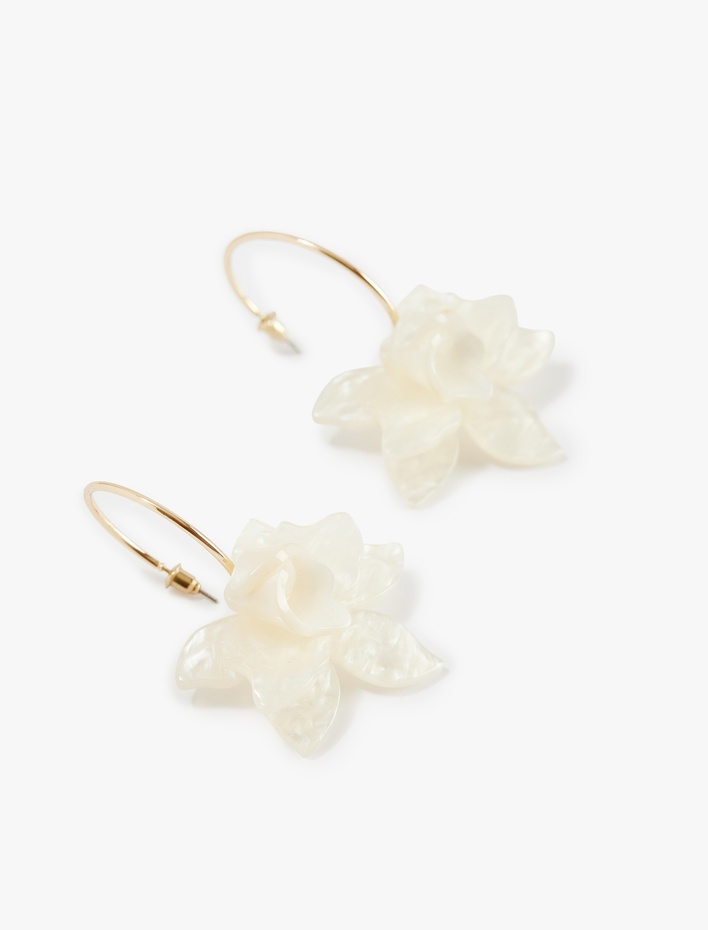 Kadın Çelik Karışımlı Çiçekli Halka Küpe