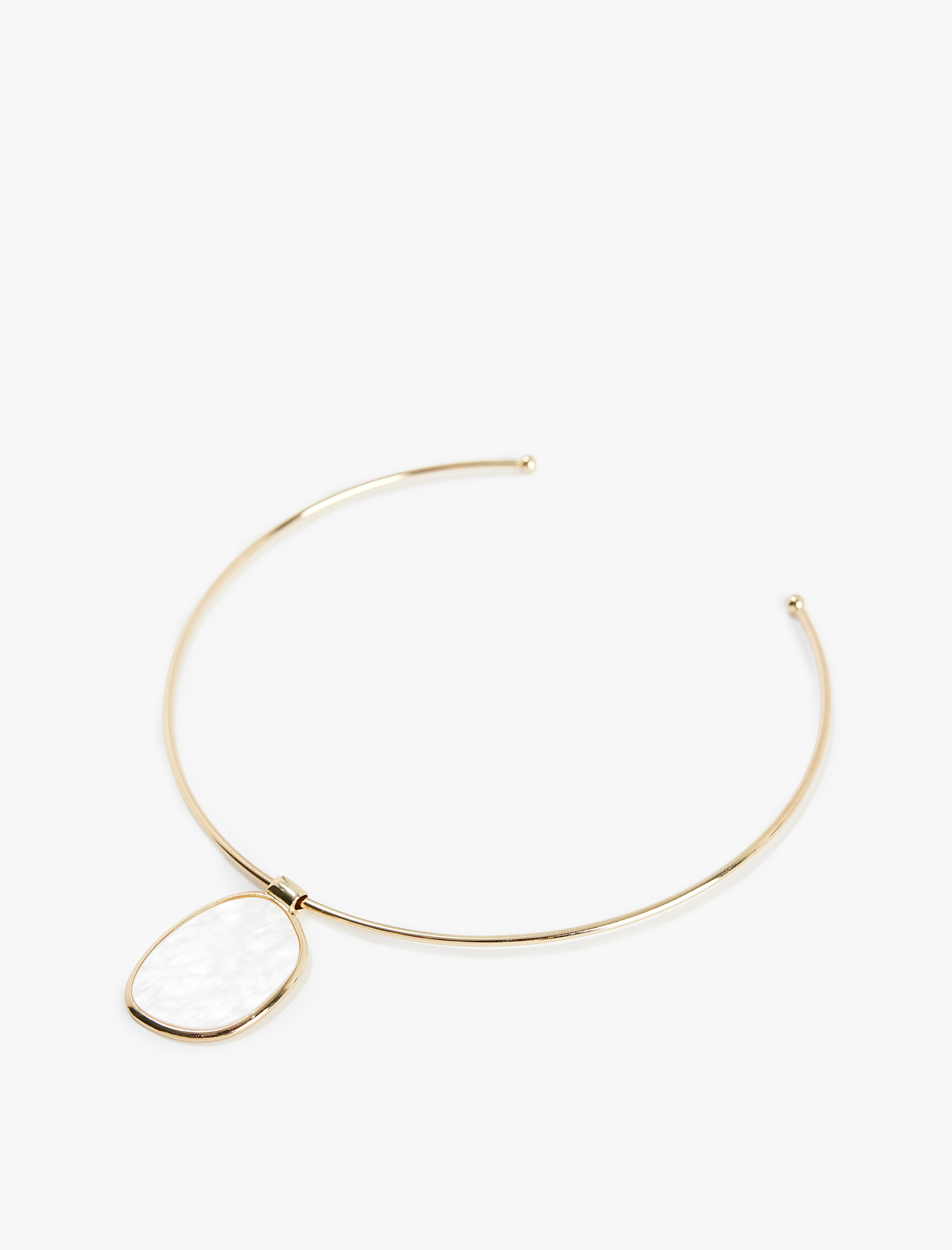  Kadın Büyük Taş Charmlı Çelik Choker Kolye