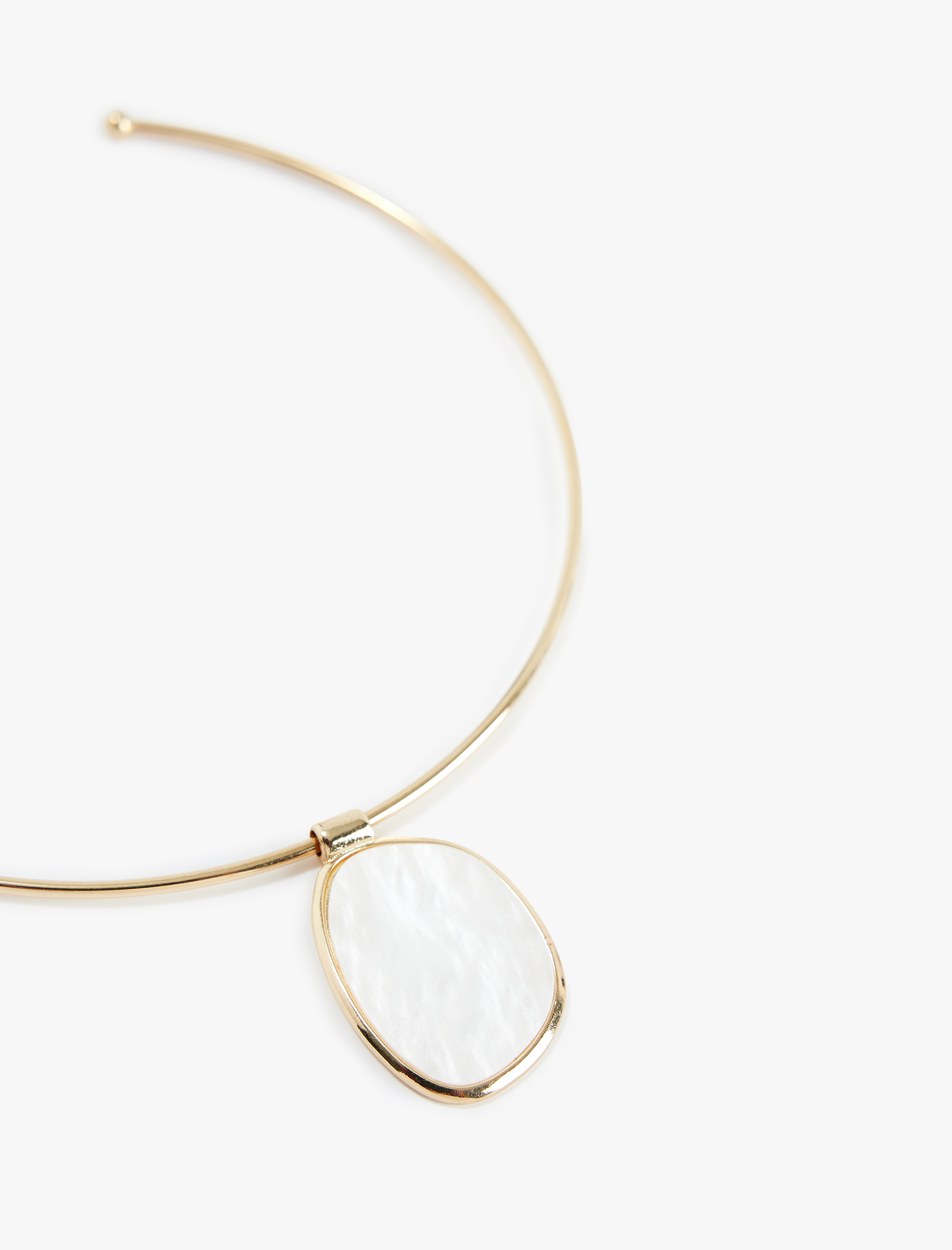  Kadın Büyük Taş Charmlı Çelik Choker Kolye